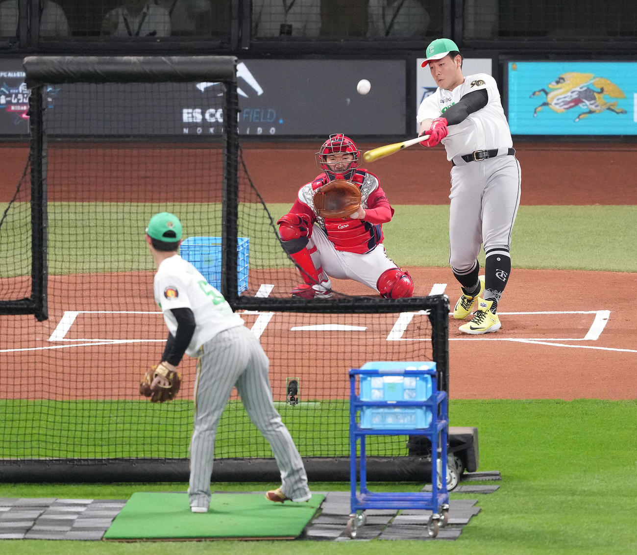 全パ対全セ　ホームランダービーに臨む巨人岡本和（撮影・鈴木みどり）