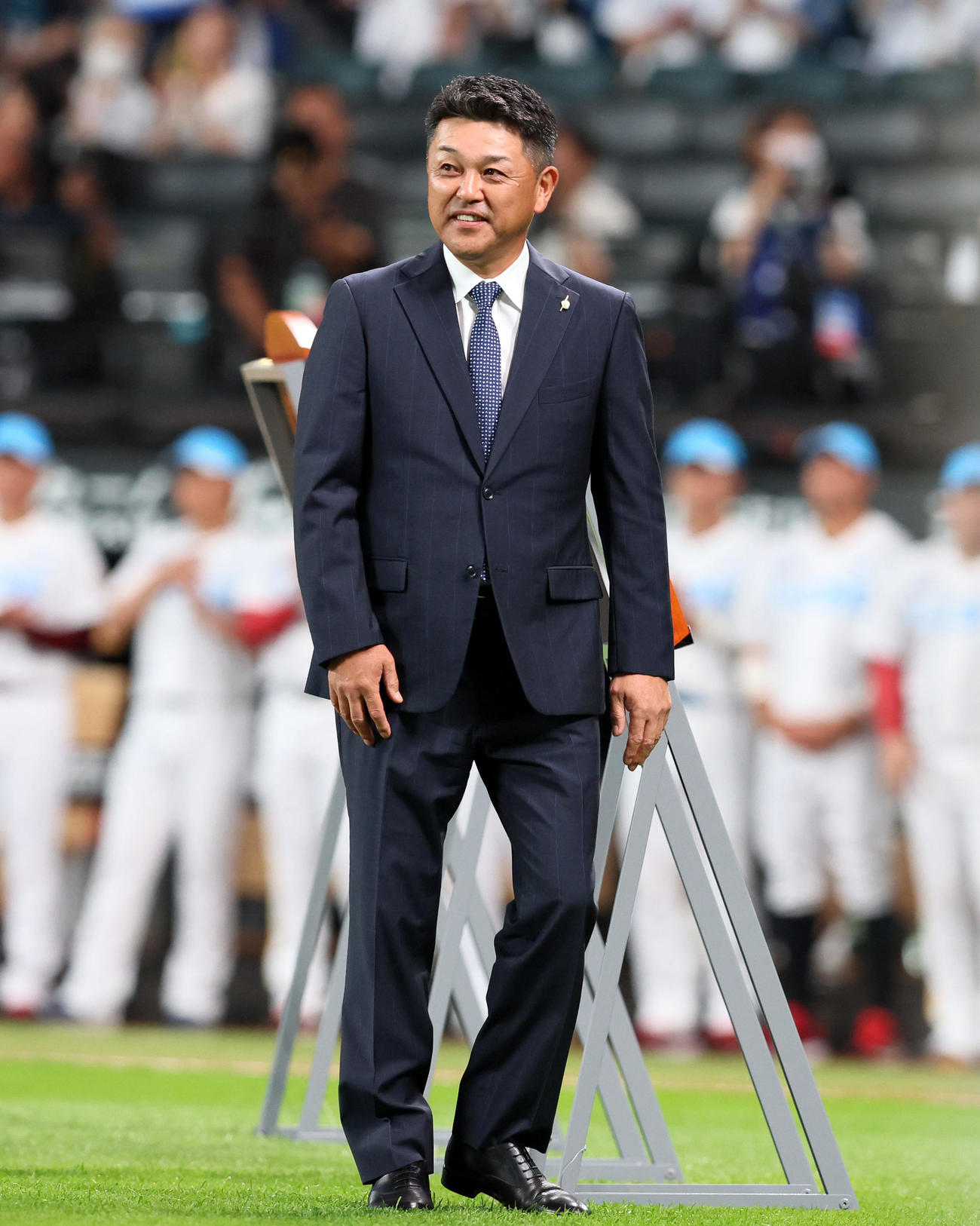 全パ対全セ　野球殿堂入り表彰を受ける谷繁氏（撮影・加藤哉）