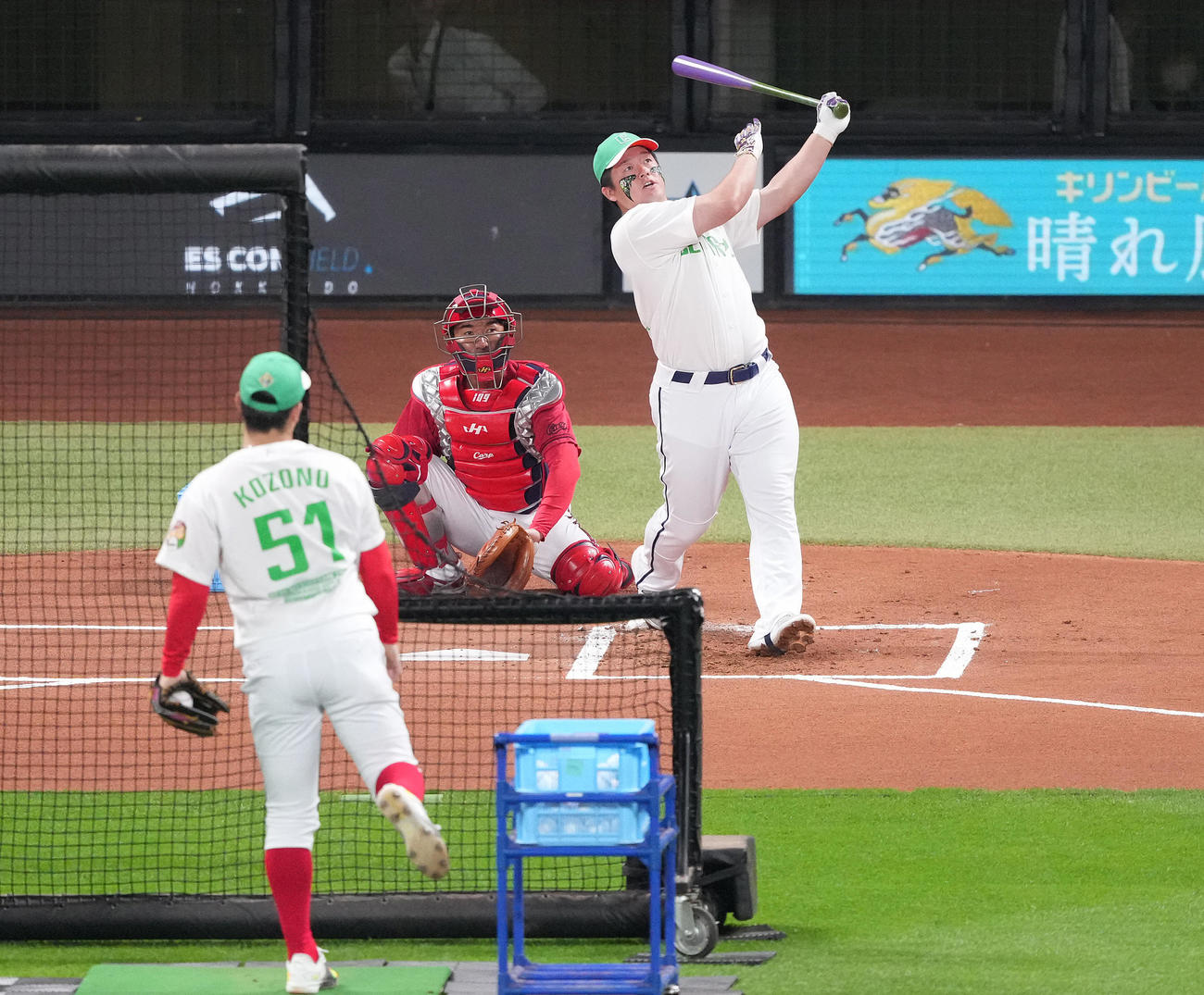 全パ対全セ　ホームランダービーに臨むDeNA牧（撮影・鈴木みどり）