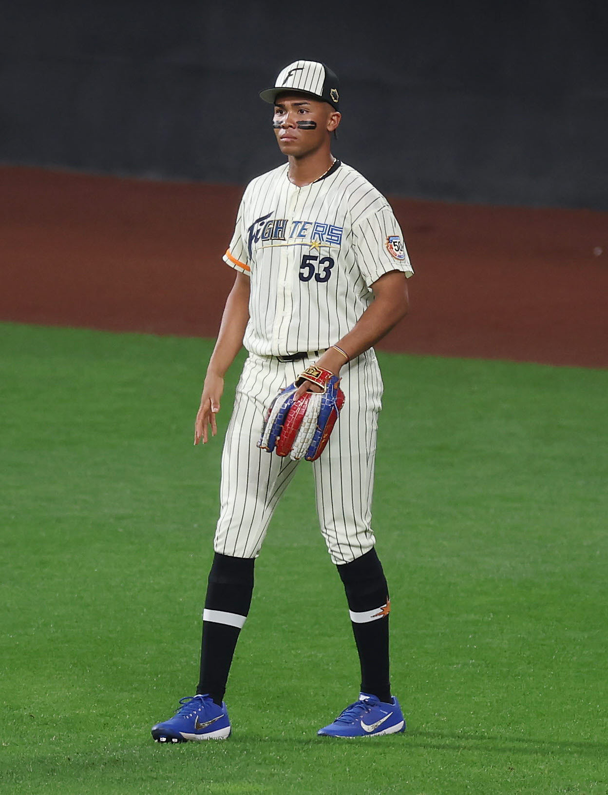 全パ対全セ　全パ先発右翼手の水谷（撮影・前田充）