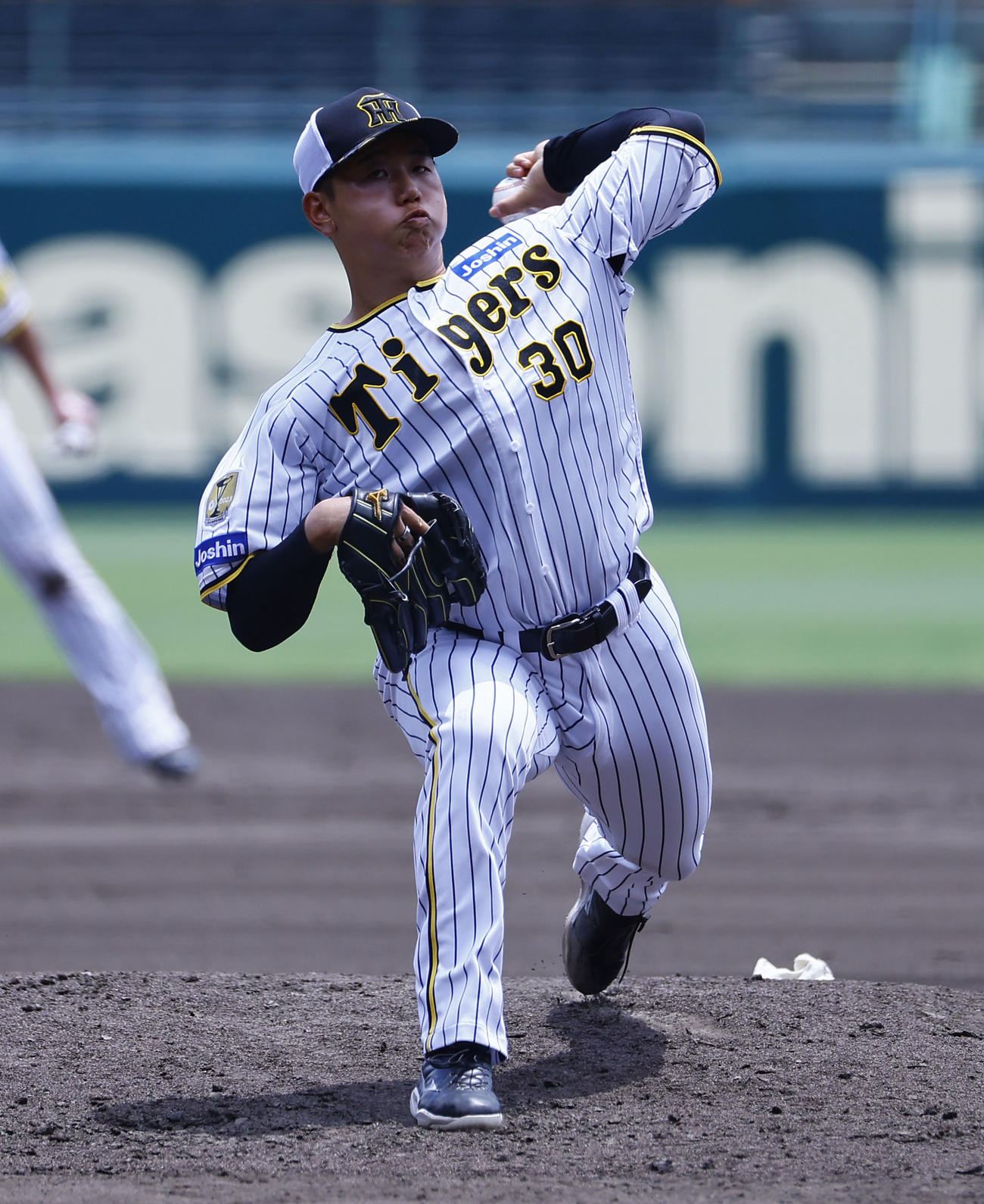 シート打撃に登板した阪神門別（撮影・藤尾明華）