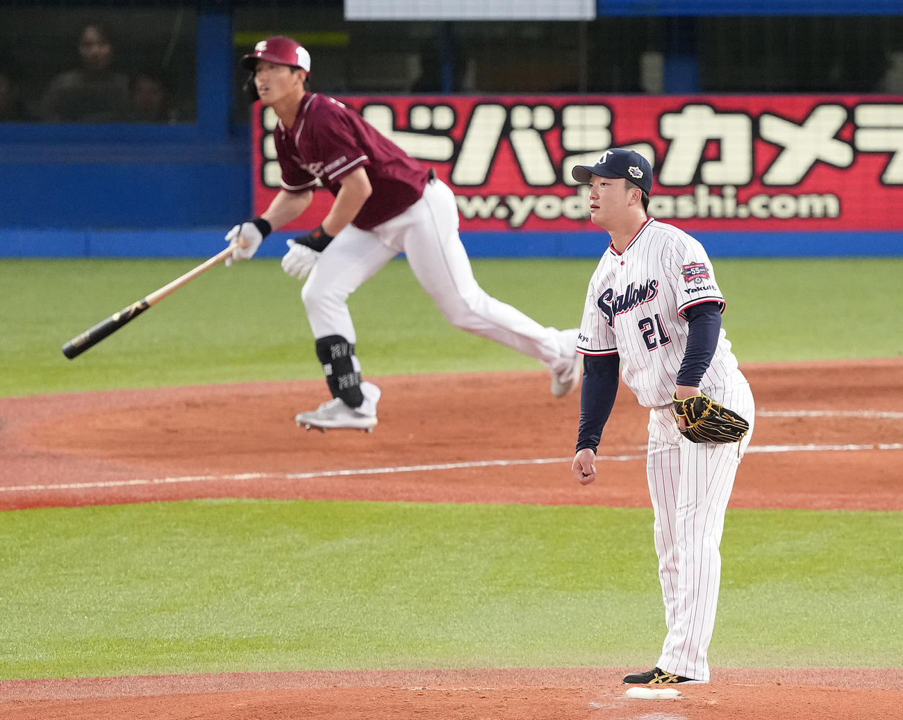 全セ対全パ　2回表全パ無死、辰己に右中間への先制ソロ本塁打を浴びる吉村（撮影・鈴木みどり）