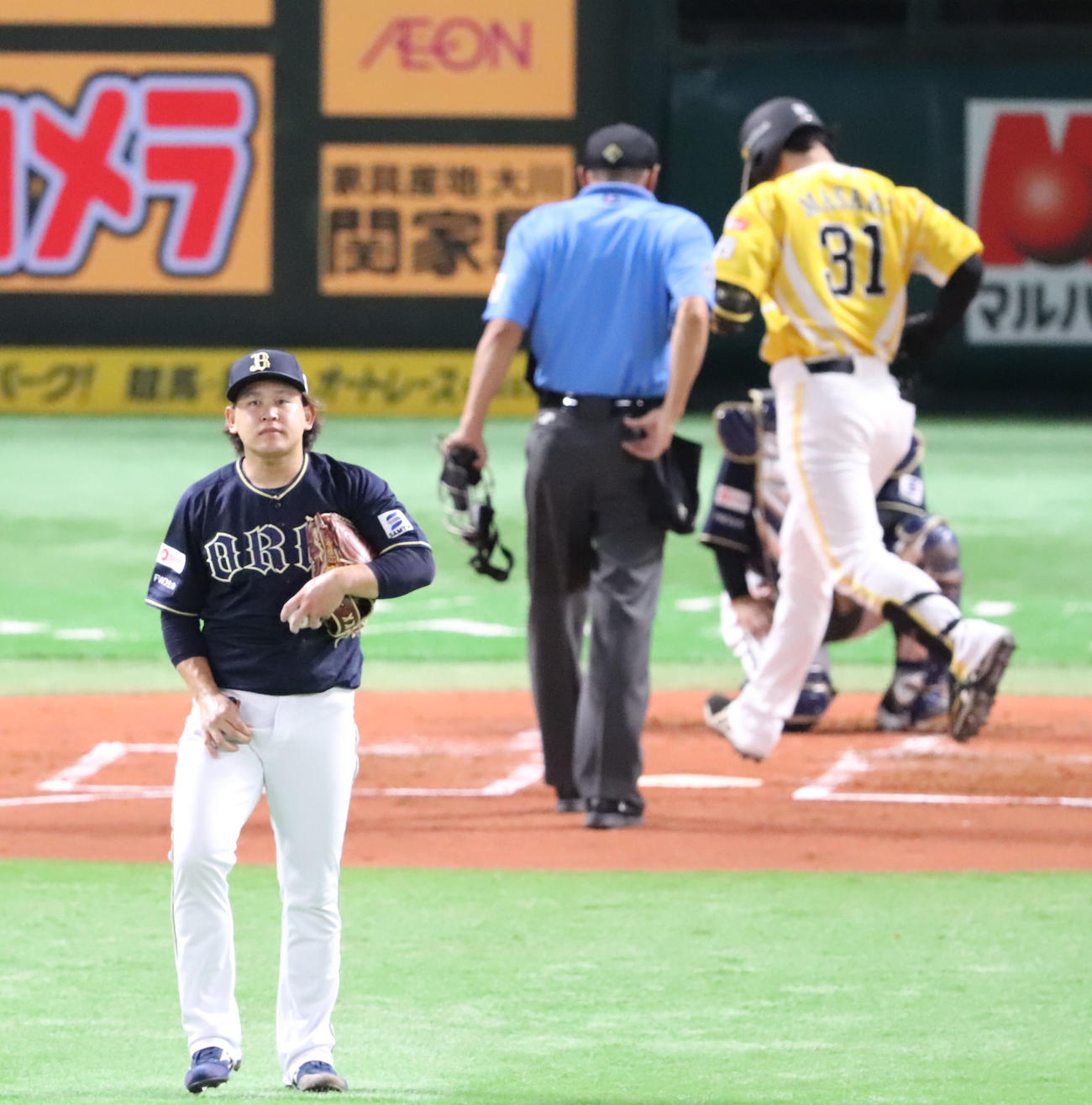 ソフトバンク対オリックス　1回裏ソフトバンク2死二塁、正木に中越えの2点本塁打を浴びた宮城（撮影・鬼束羽瑠菜）