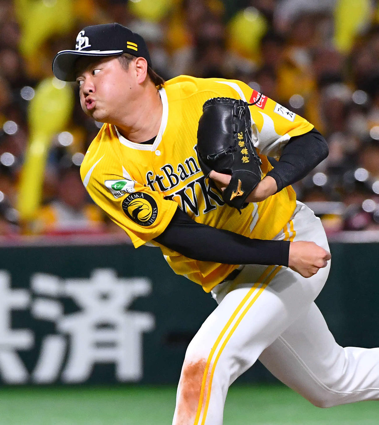 ソフトバンク対オリックス　7回表オリックス2死満塁から登板した、ソフトバンク2番手の津森（撮影・岩下翔太）