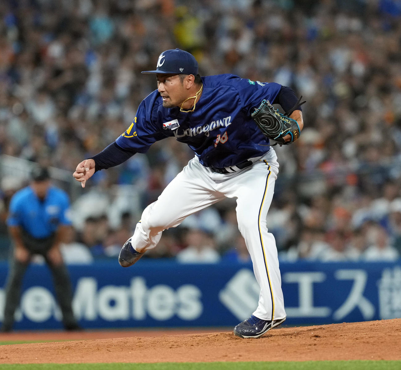 DeNA対巨人　3回からマウンドに上がったDeNA森唯（撮影・たえ見朱実）
