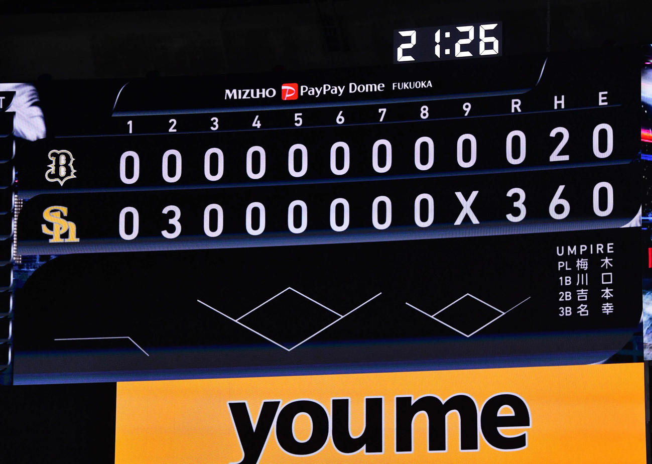 ソフトバンク対オリックス　ソフトバンク有原が完封で今季10勝目を挙げた（撮影・岩下翔太）