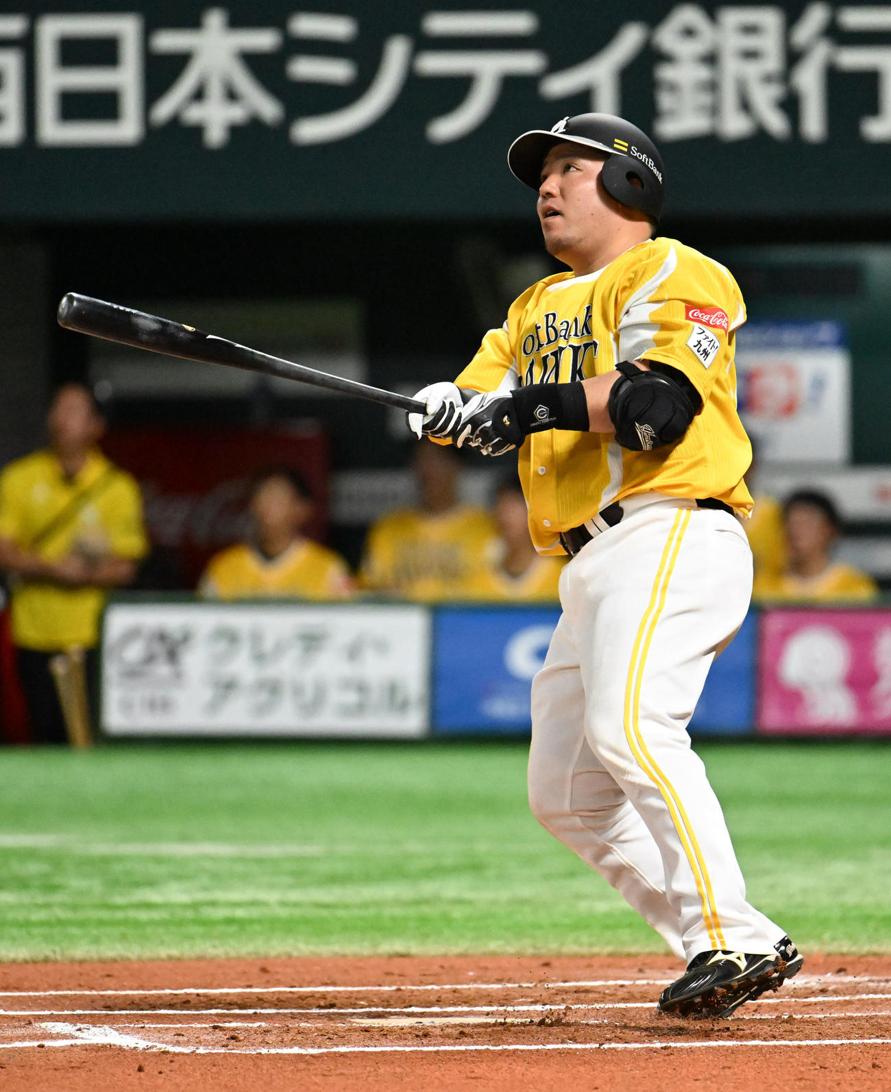 ソフトバンク対オリックス　6回裏ソフトバンク無死、山川は左越えに本塁打を放つ（撮影・林敢治）