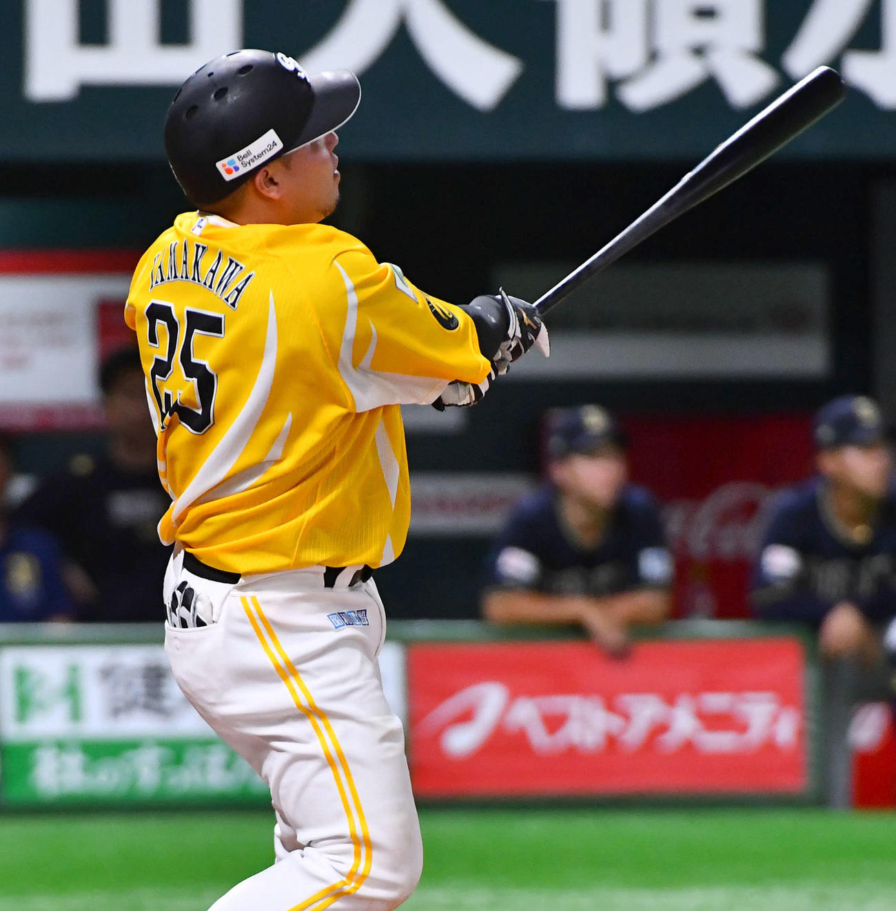 ソフトバンク対オリックス　6回裏ソフトバンク無死、山川は左越え本塁打を放つ（撮影・岩下翔太）