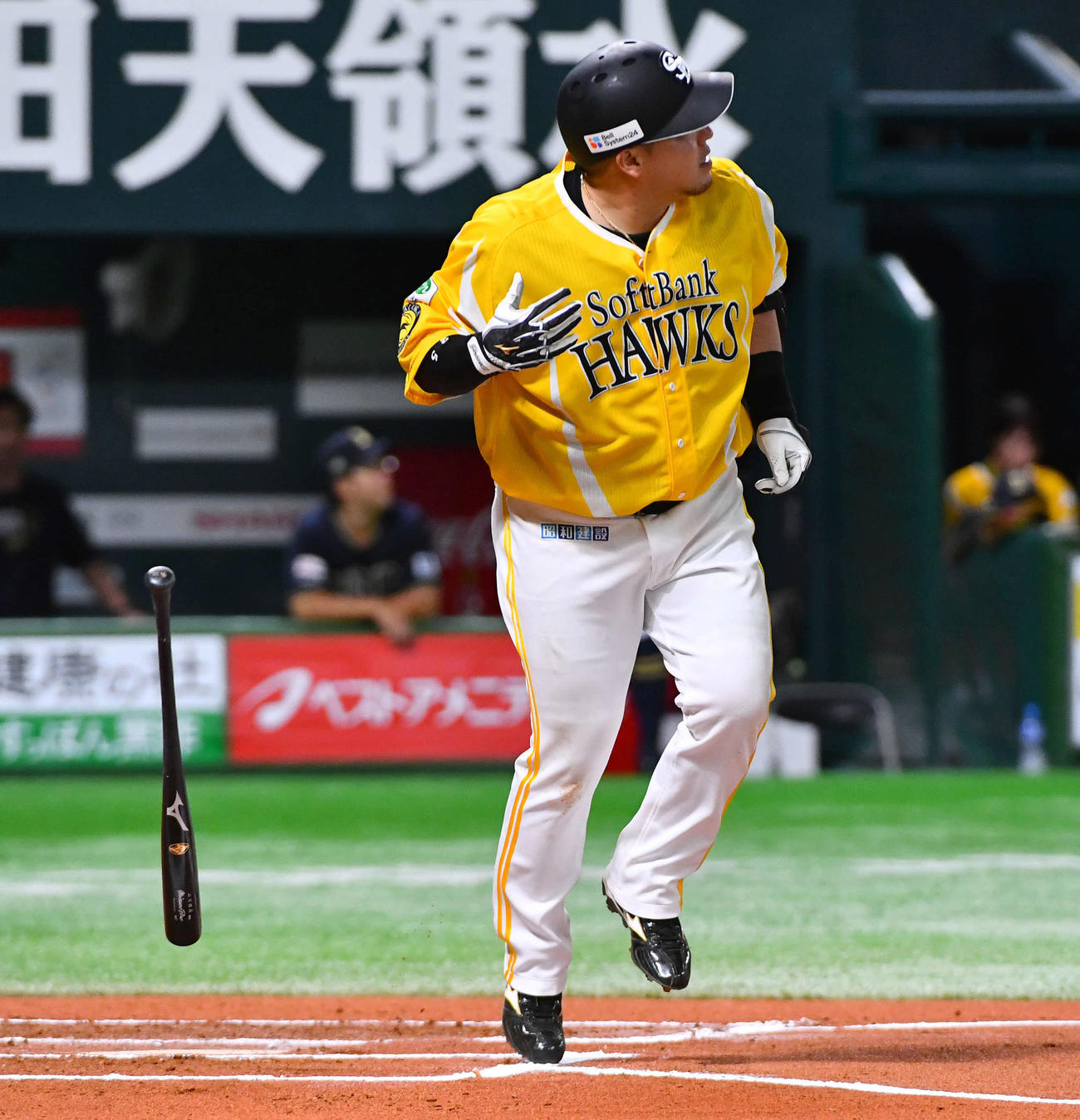 ソフトバンク対オリックス　6回裏ソフトバンク無死、山川は左越え本塁打を放つ（撮影・岩下翔太）