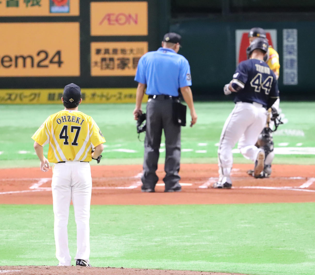 ソフトバンク対オリックス　3回表オリックス無死、頓宮に先制の左越え本塁打を浴びた大関（撮影・鬼束羽瑠菜）