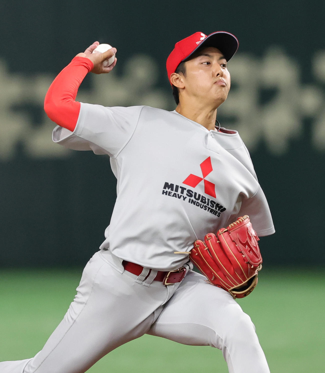 東京ガス対三菱重工East　三菱重工East先発の笹森（撮影・野上伸悟）