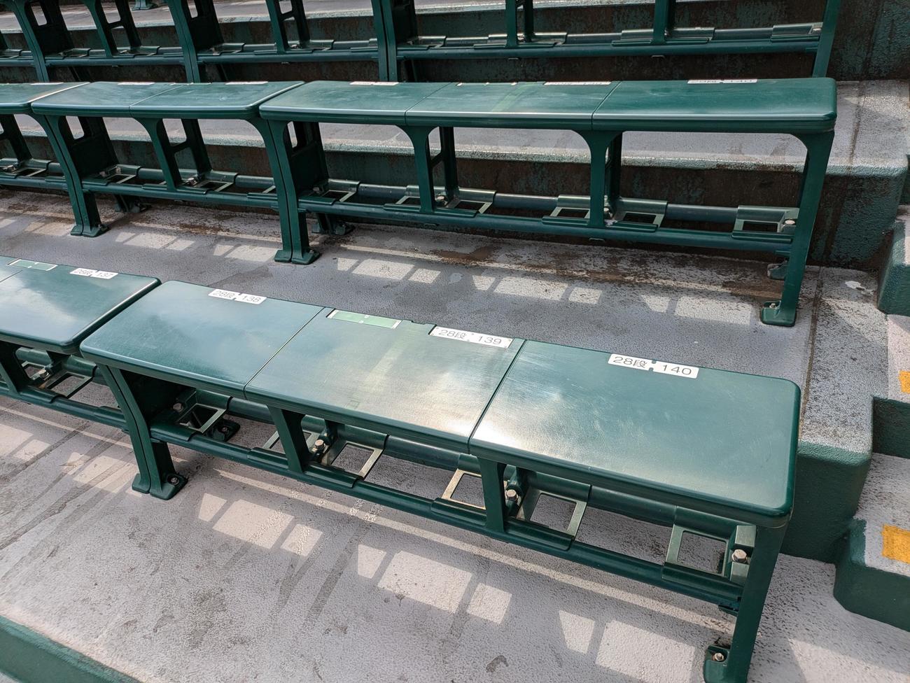 1セット2席から3席に増やされた甲子園のアルプス席＝2024年7月30日