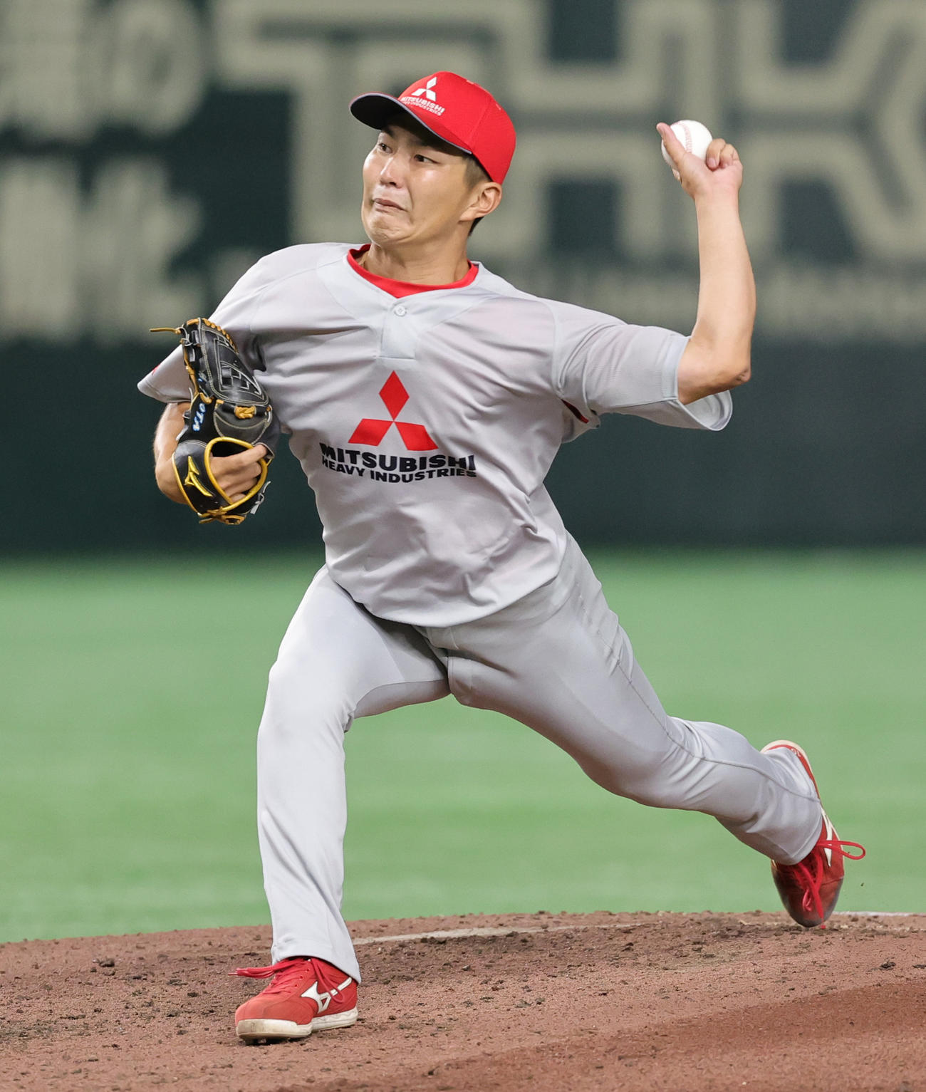 JR東日本東北対三菱重工East　三菱重工East2番手の畠中（撮影・野上伸悟）