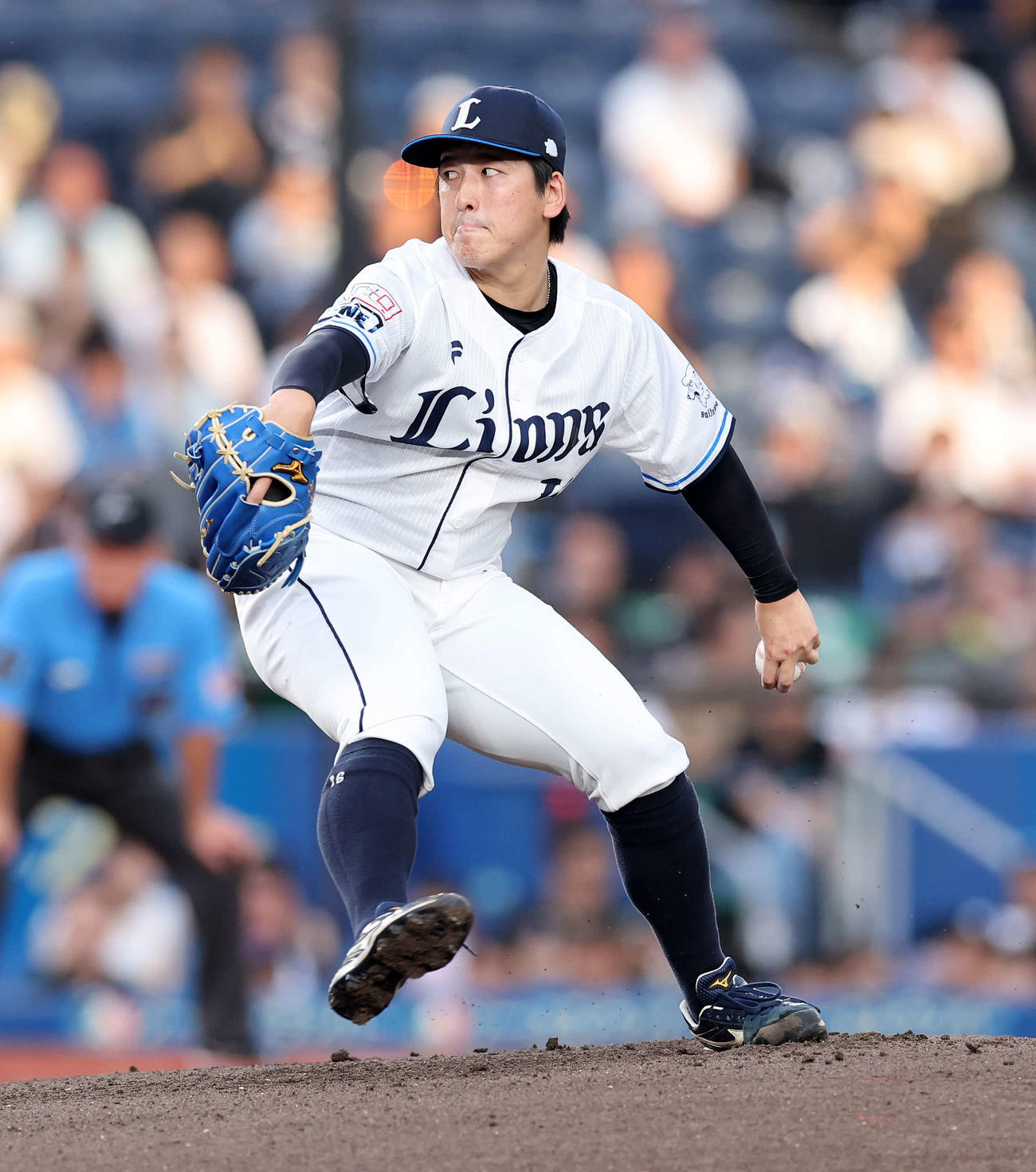 ロッテ対西武　力投する西武先発の隅田（撮影・鈴木正人）