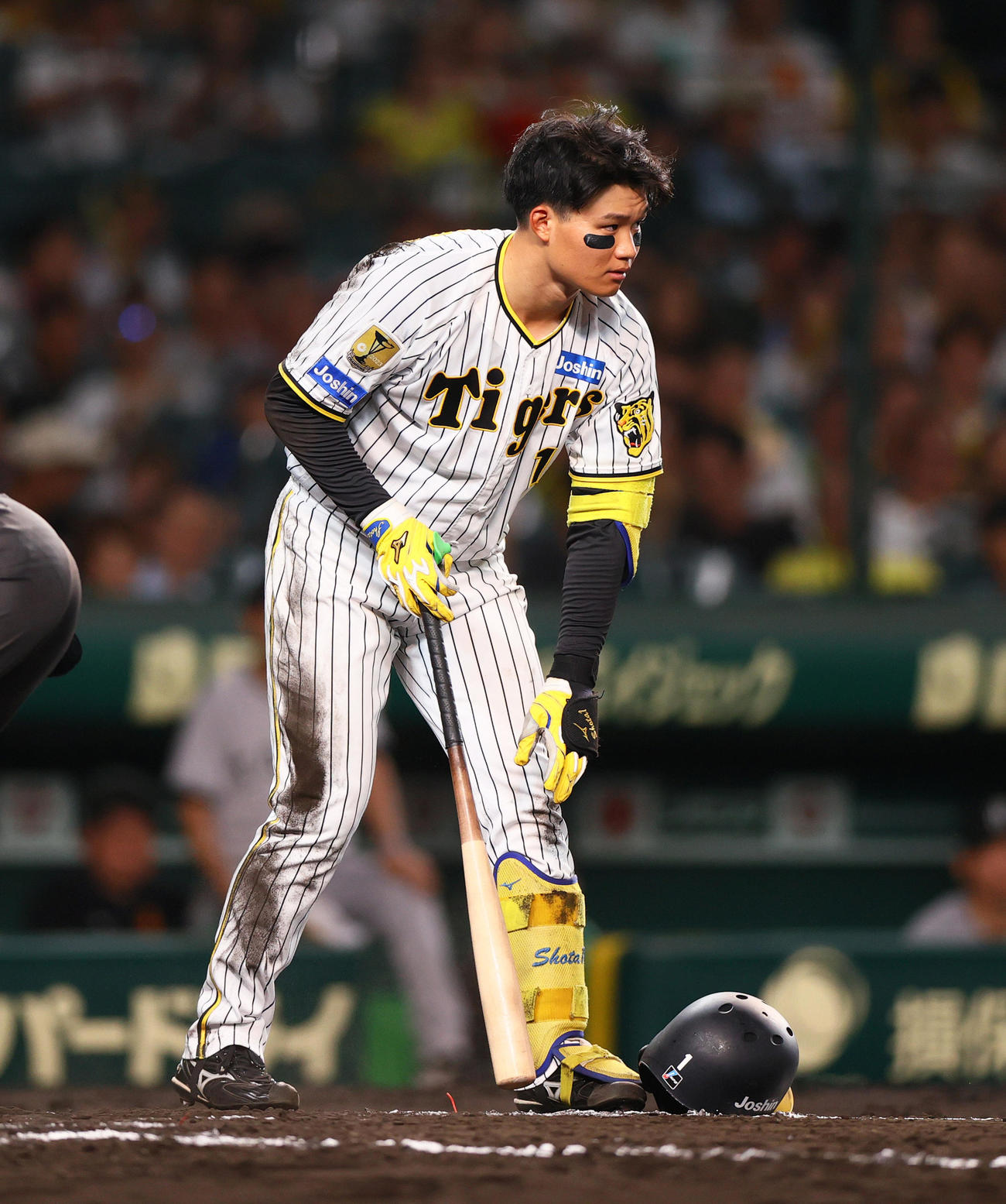 阪神対巨人　7回裏阪神2死二、三塁、森下翔太は平内を見つめる（撮影・上山淳一）