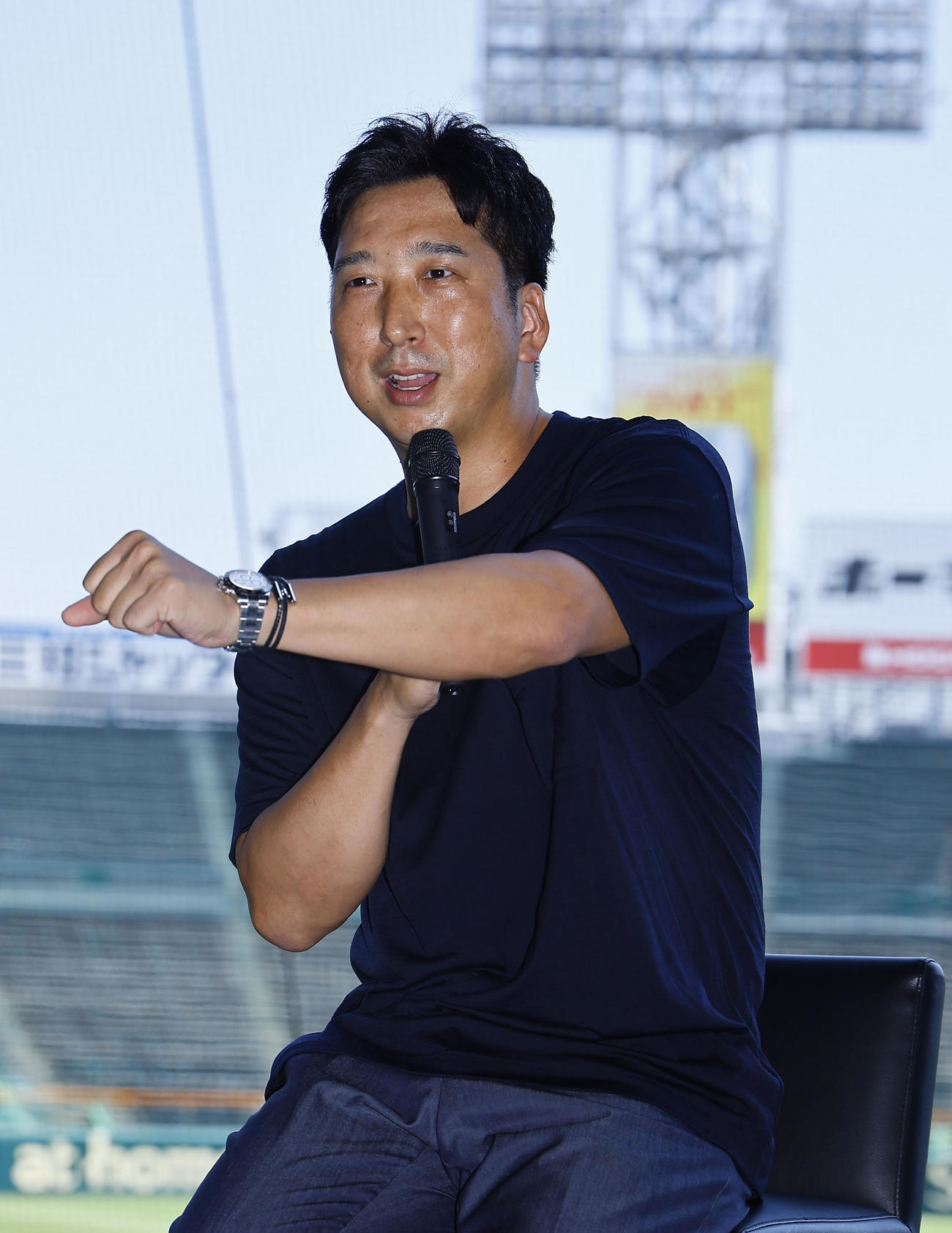 トークショーを行った藤川球児氏（撮影・藤尾明華）