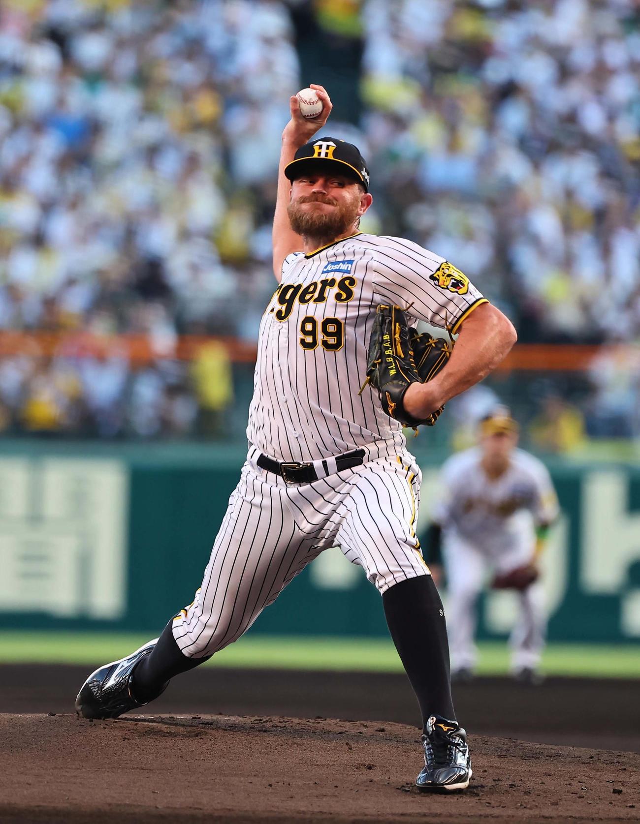 阪神対巨人　阪神先発のビーズリー（撮影・上田博志）