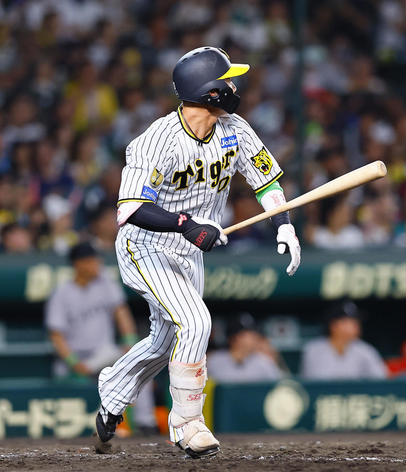 阪神対巨人　5回裏阪神2死一、三塁、木浪は左越えに2点適時三塁打を放つ（撮影・藤尾明華）