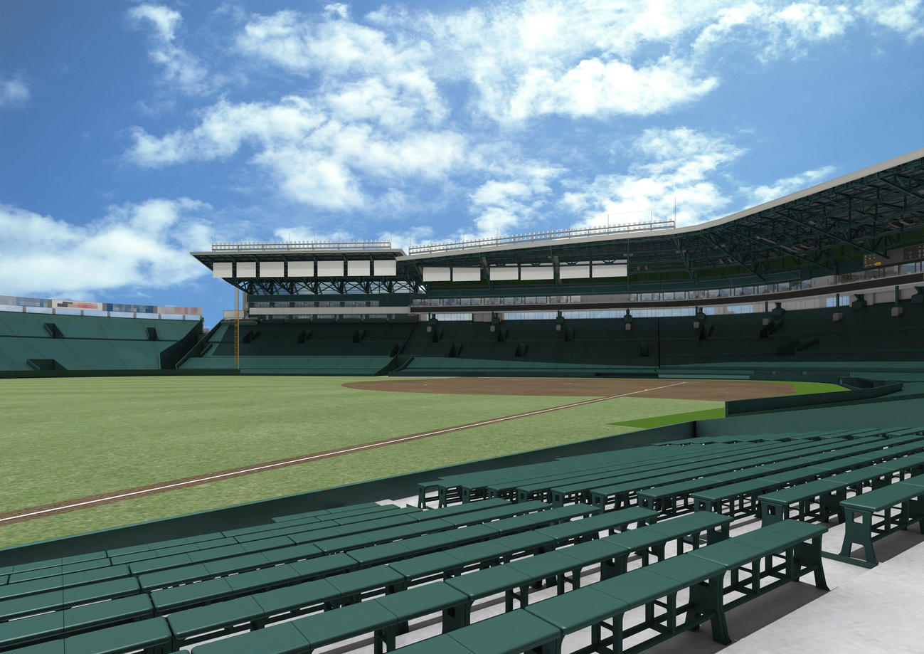 甲子園銀傘拡張構想　内野一塁側（提供阪神電鉄）
