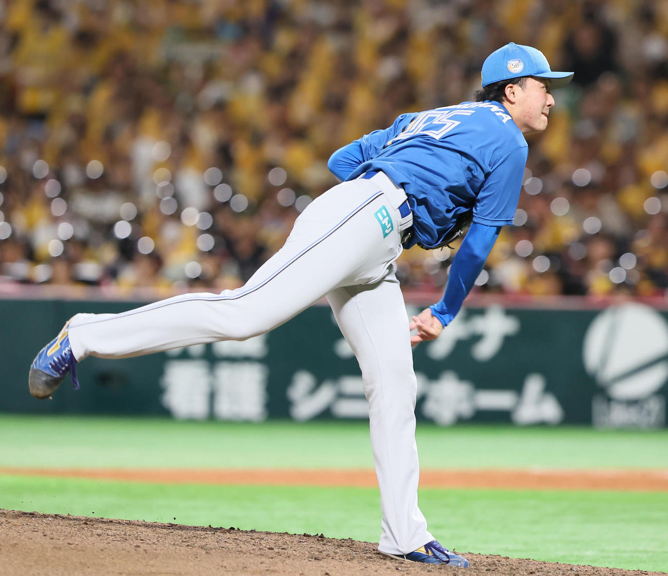 ソフトバンク対日本ハム　2番手で登板した柳川（撮影・鬼束羽瑠菜）