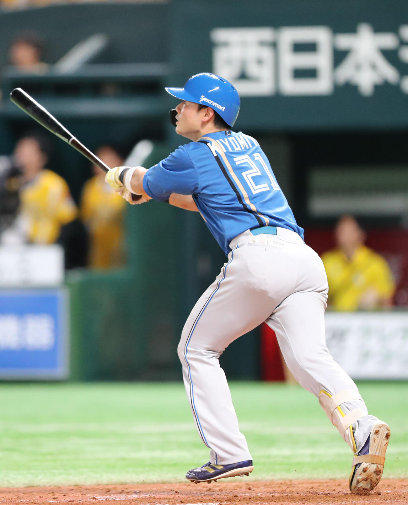 ソフトバンク対日本ハム　5回表日本ハム無死一、二塁、清宮は同点の右越え3点本塁打を放つ（撮影・鬼束羽瑠菜）