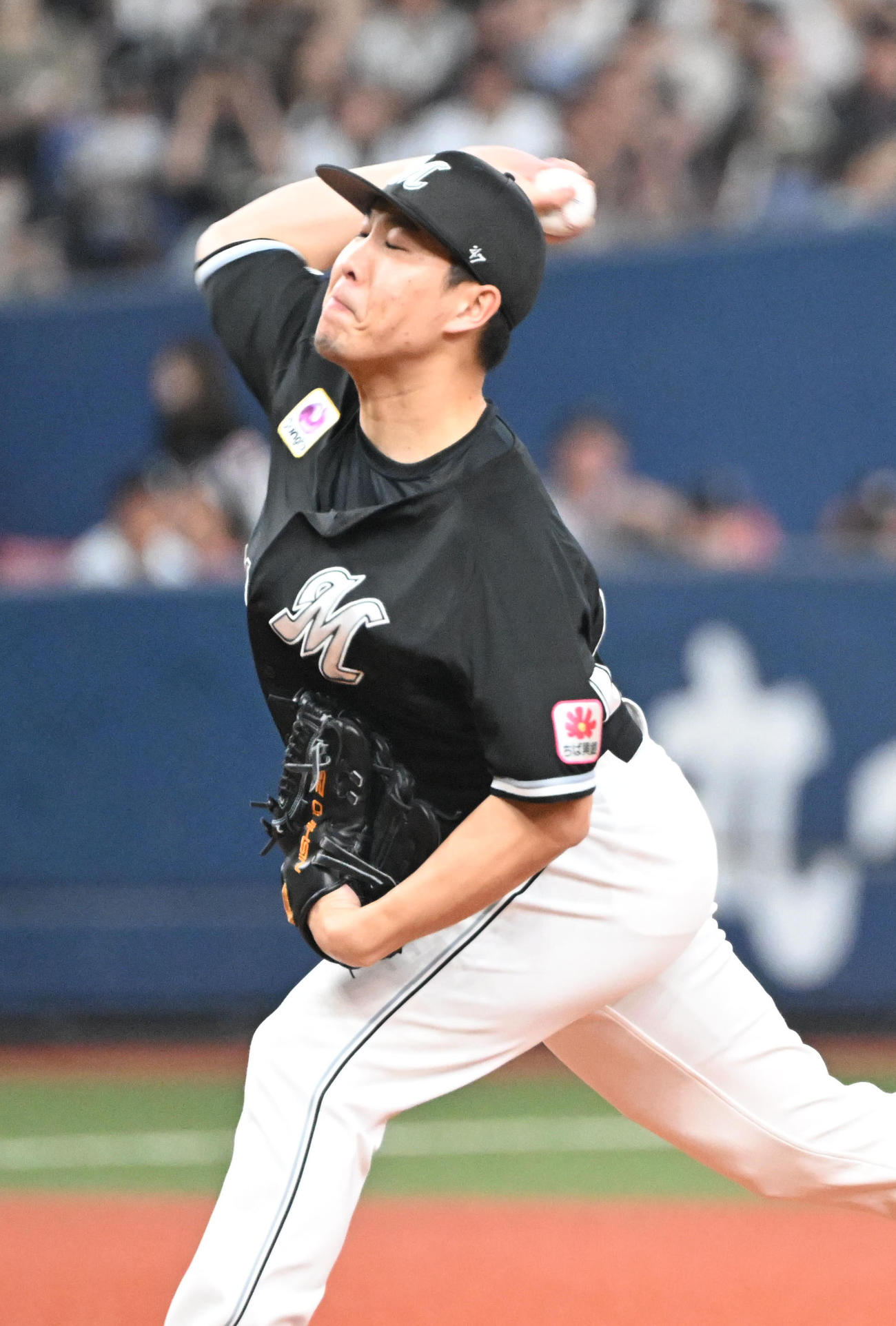 オリックス対ロッテ　先発するロッテ西野（撮影・和賀正仁）