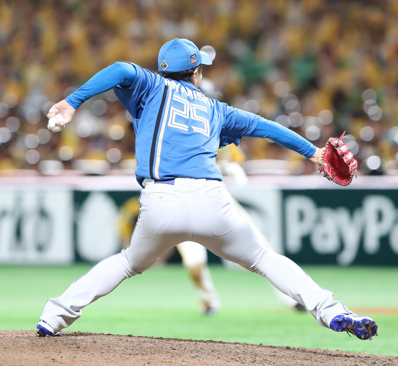 ソフトバンク対日本ハム　3番手で登板した宮西（撮影・鬼束羽瑠菜）