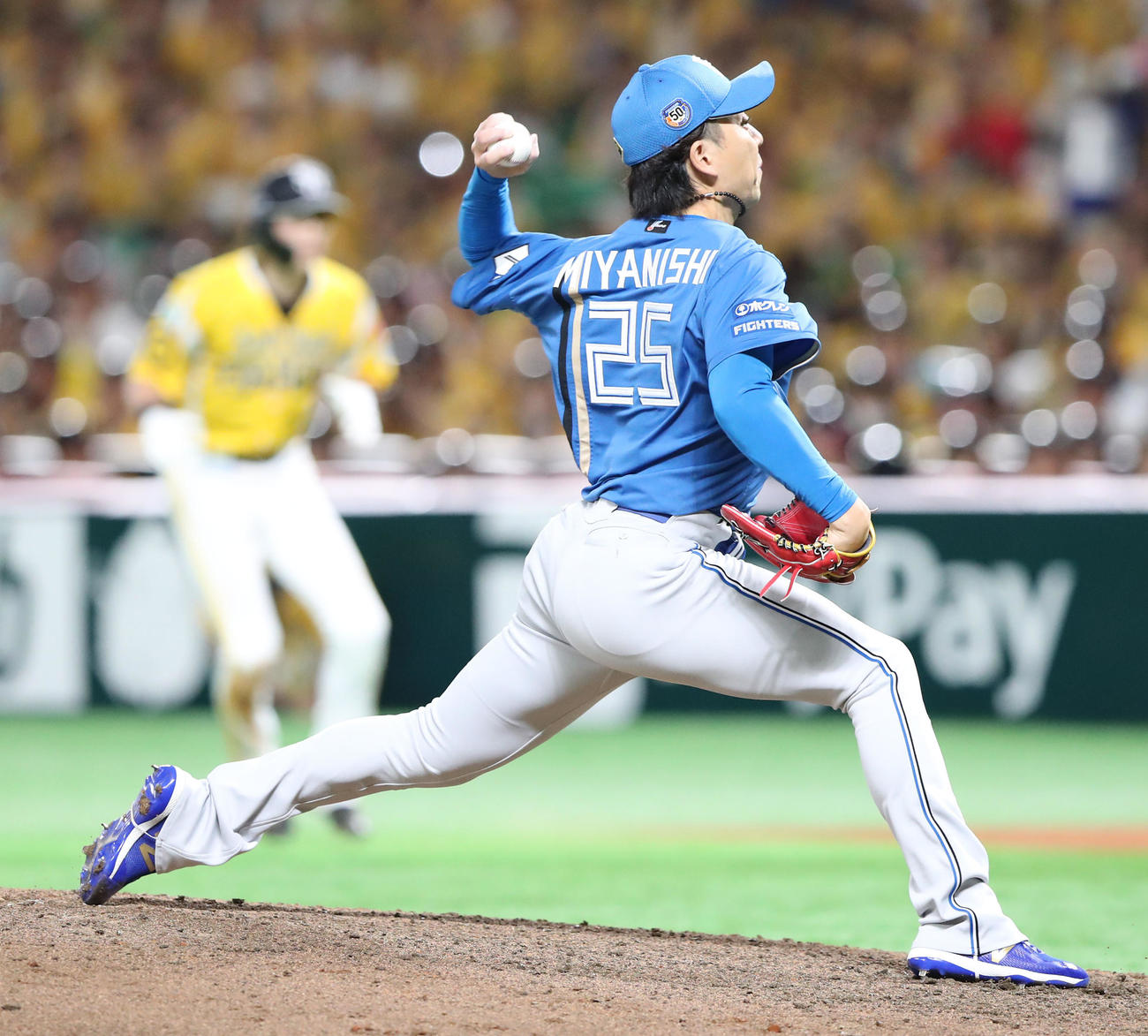 ソフトバンク対日本ハム　3番手で登板した宮西（撮影・鬼束羽瑠菜）