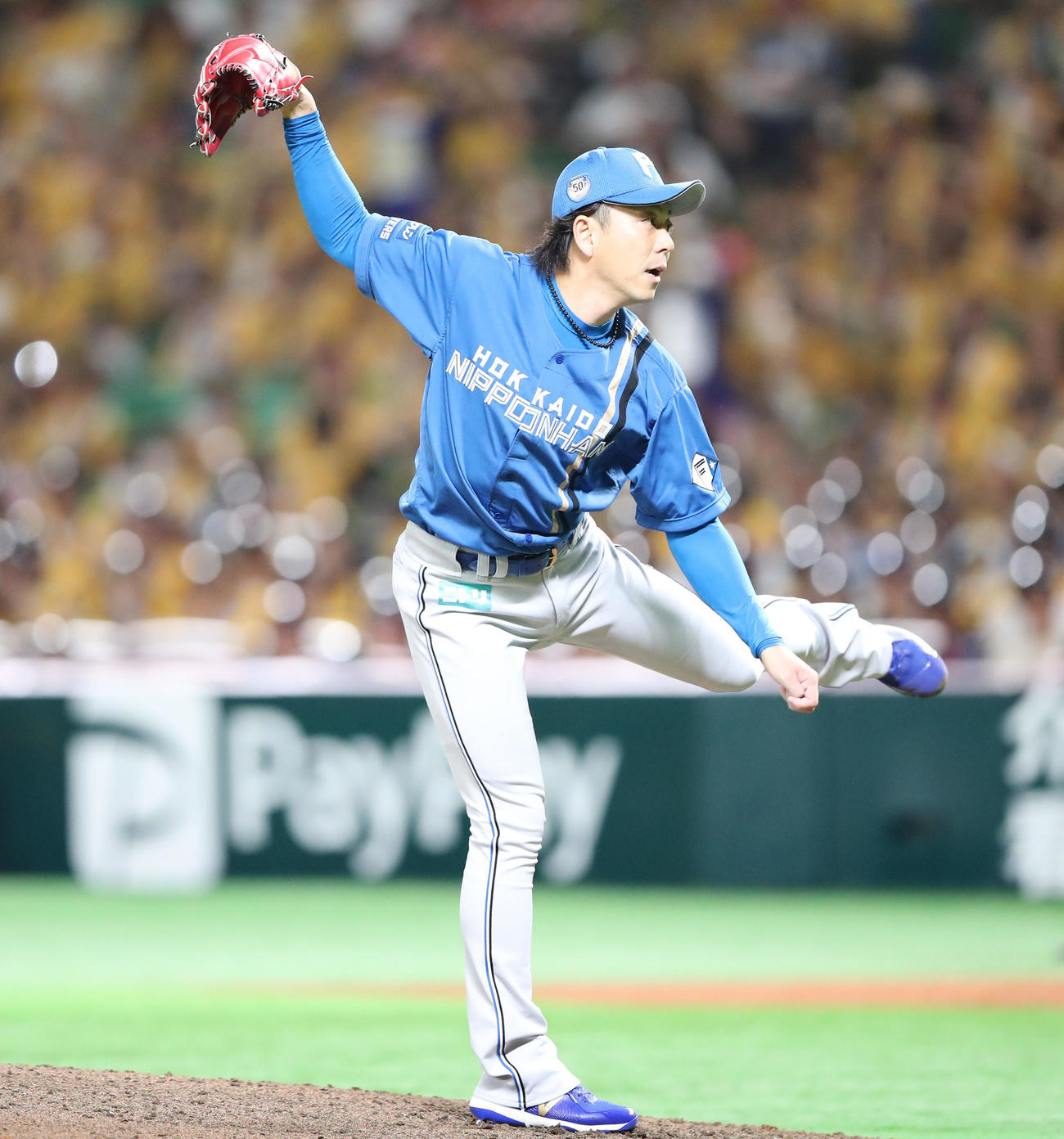 ソフトバンク対日本ハム　3番手で登板した宮西（撮影・鬼束羽瑠菜）