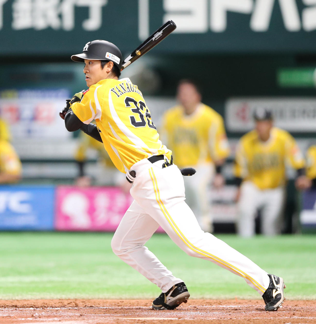 ソフトバンク対日本ハム　9回裏ソフトバンク1死二、三塁、柳町はサヨナラの中前適時打を放つ（撮影・鬼束羽瑠菜）
