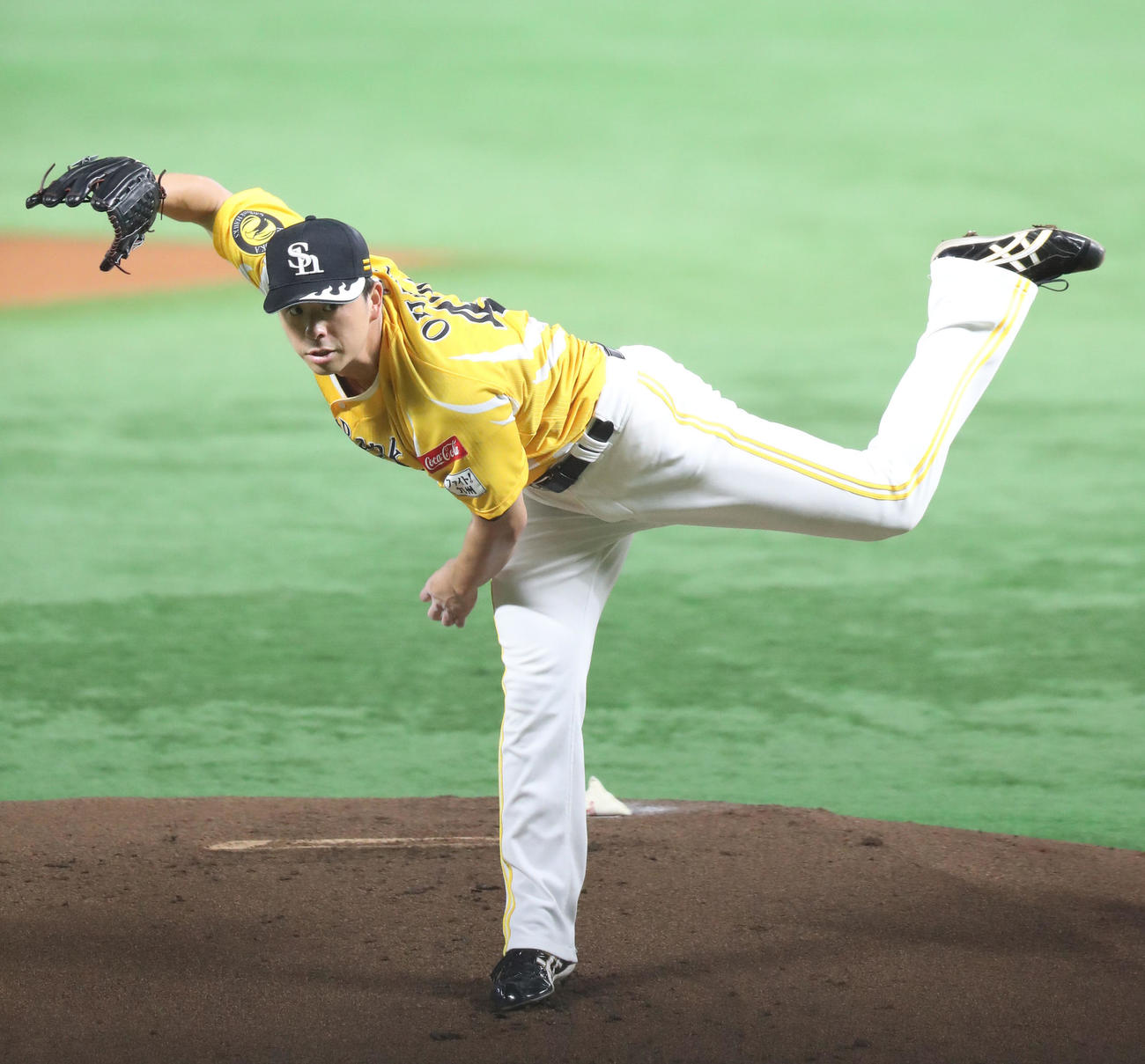 ソフトバンク対日本ハム　ソフトバンク先発の大関は8回を2安打2失点に抑える（撮影・鬼束羽瑠菜）