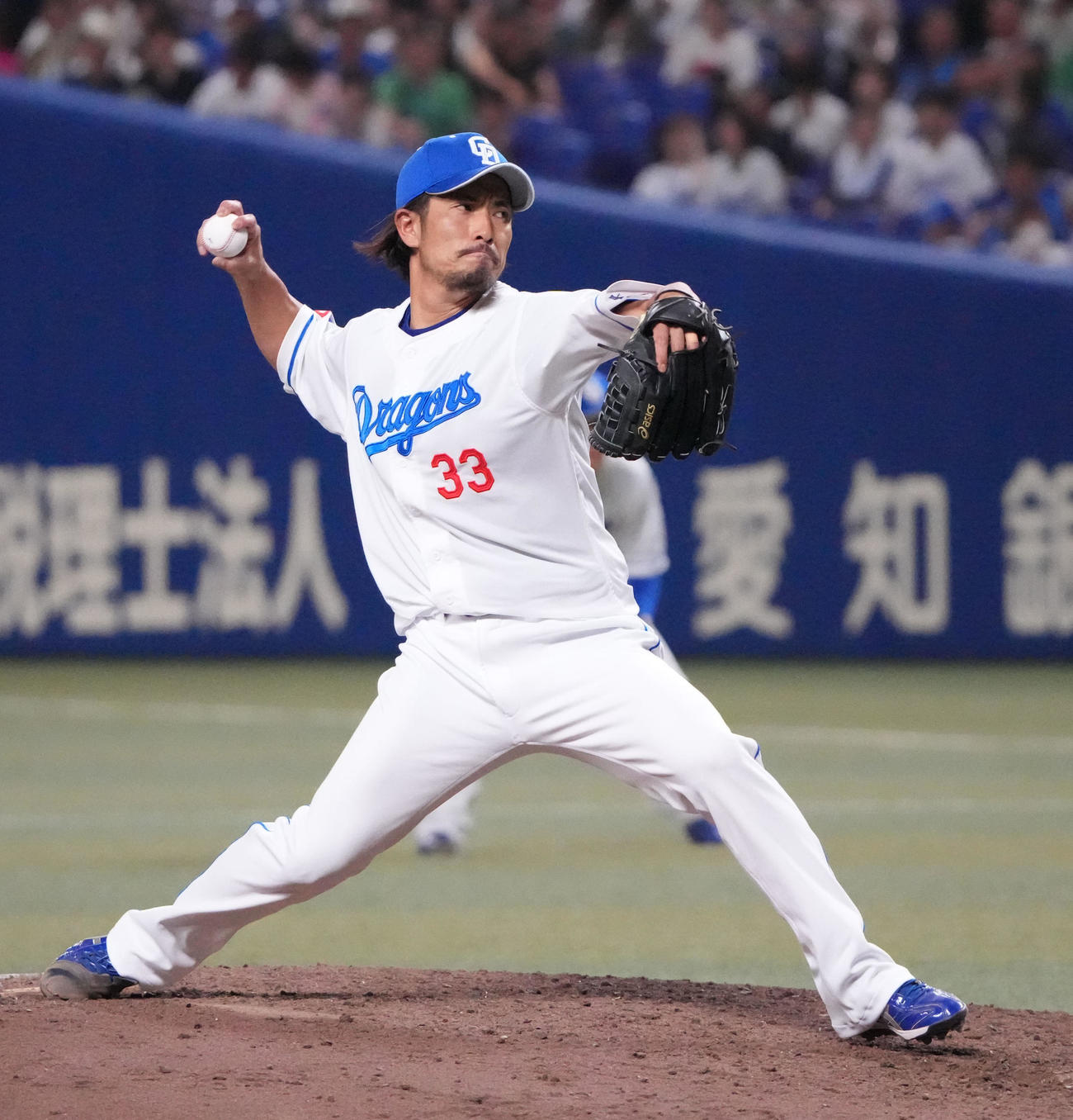 中日対DeNA 7回表、中日2番手で登板する祖父江（撮影・森本幸一）