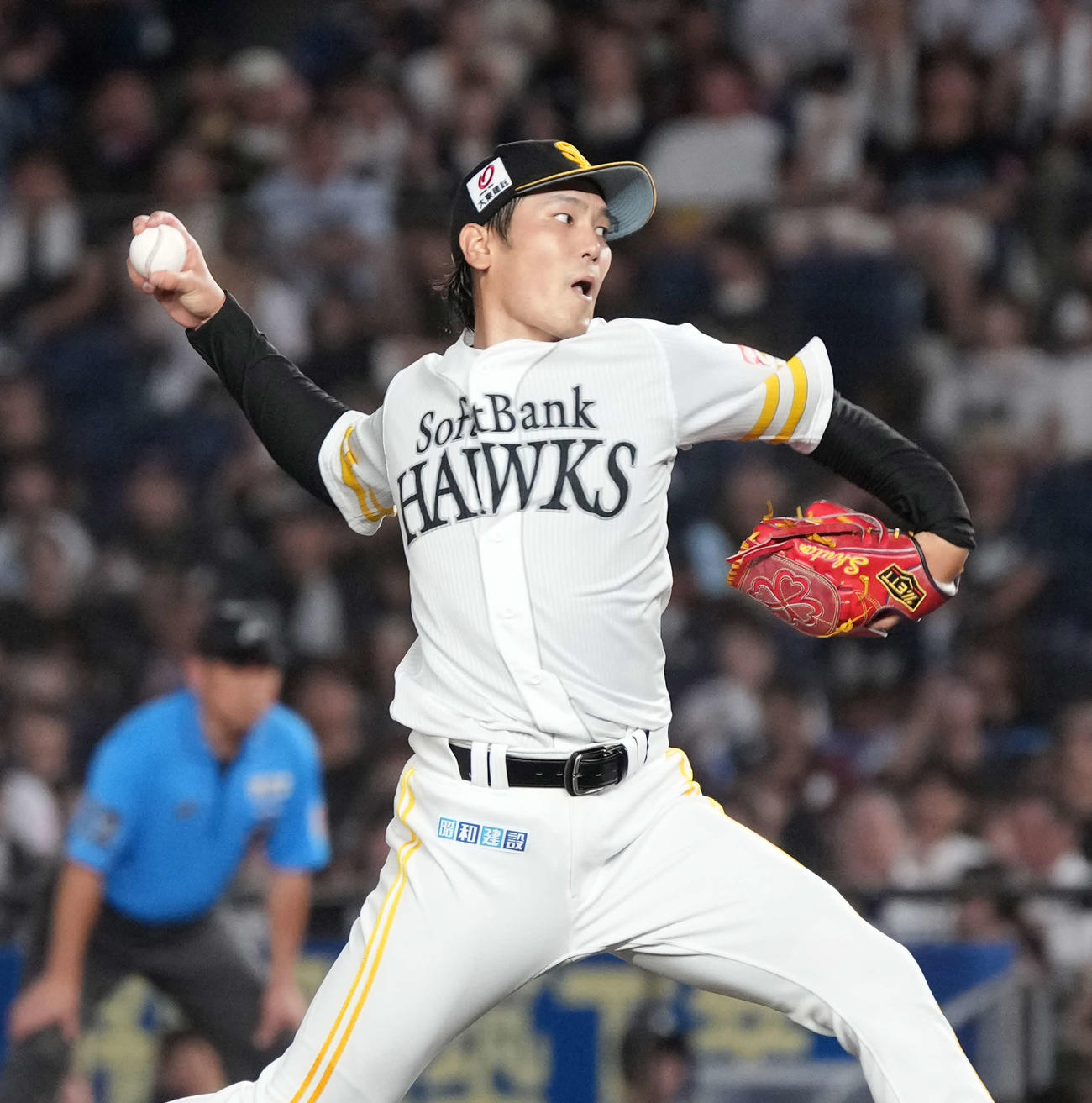 ロッテ対ソフトバンク　ソフトバンク先発の石川（撮影・小沢裕）