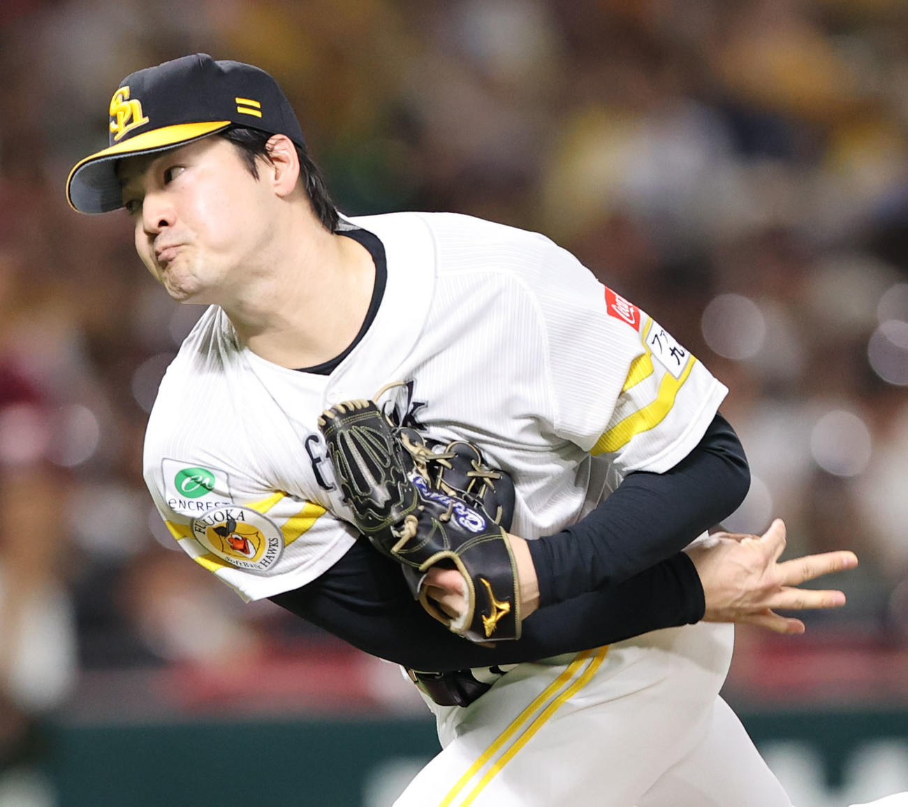 ソフトバンク対楽天　先発・有原（撮影・梅根麻紀）