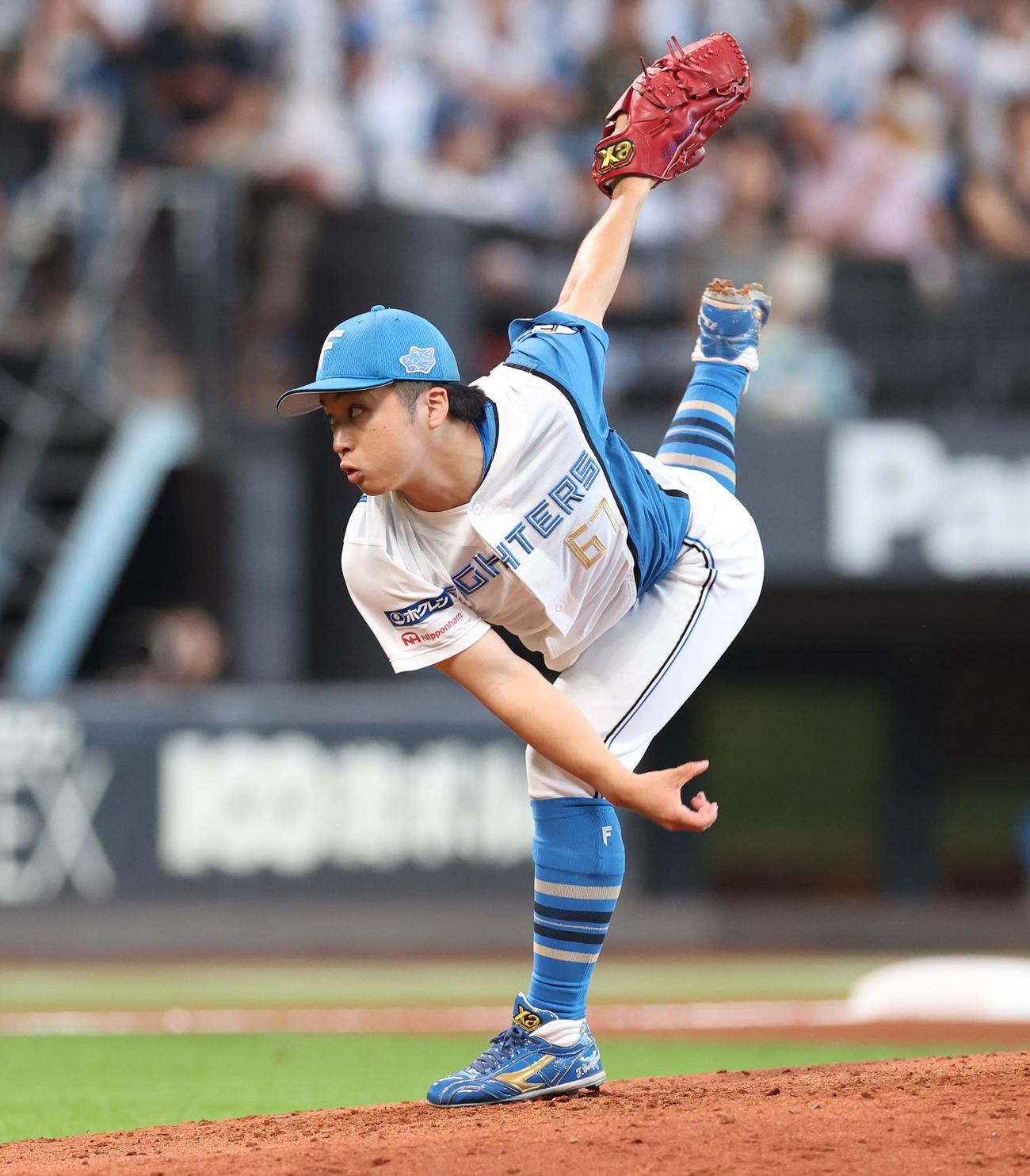 日本ハム対西武　6回に登板の山本拓（撮影・黒川智章）