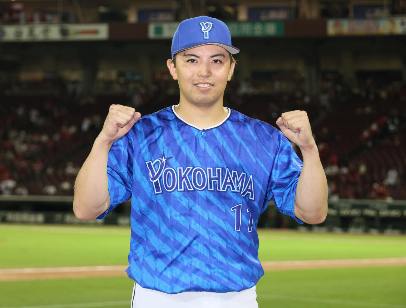 広島対DeNA 9勝目の東（撮影・加藤孝規）