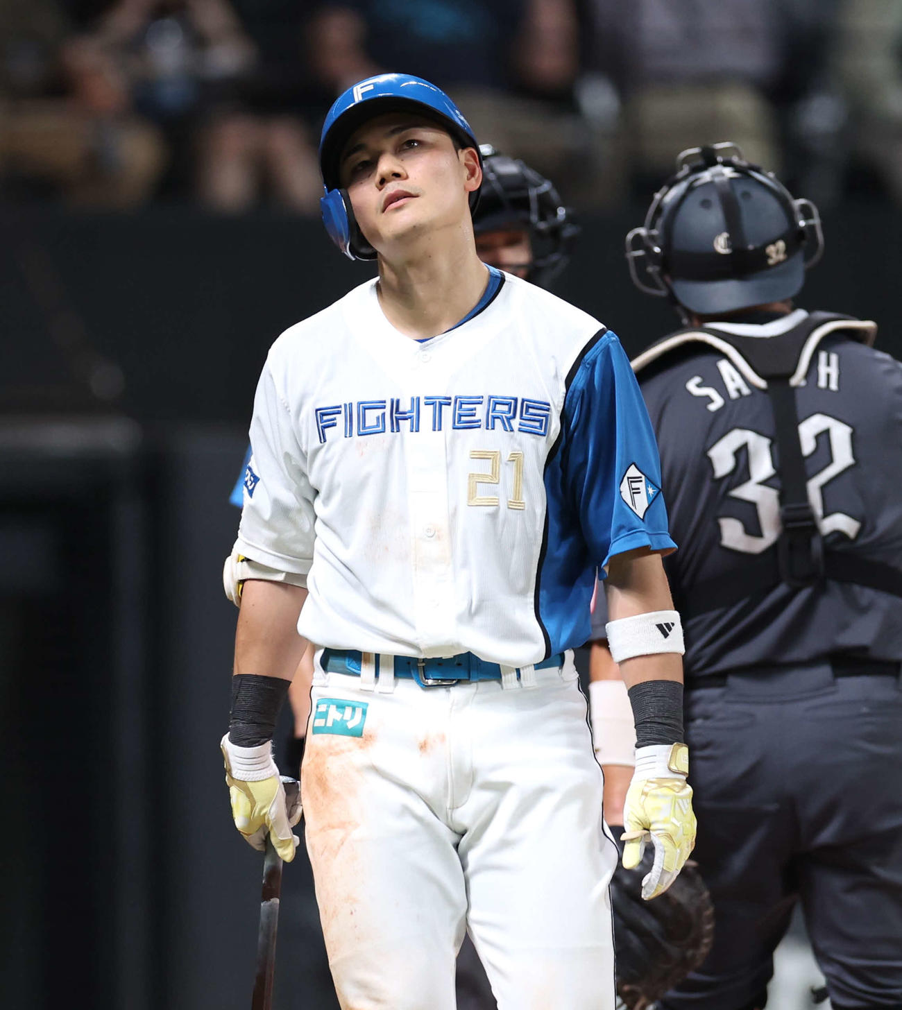 日本ハム対ロッテ　7回裏日本ハム無死、三振に終わる清宮（撮影・黒川智章）