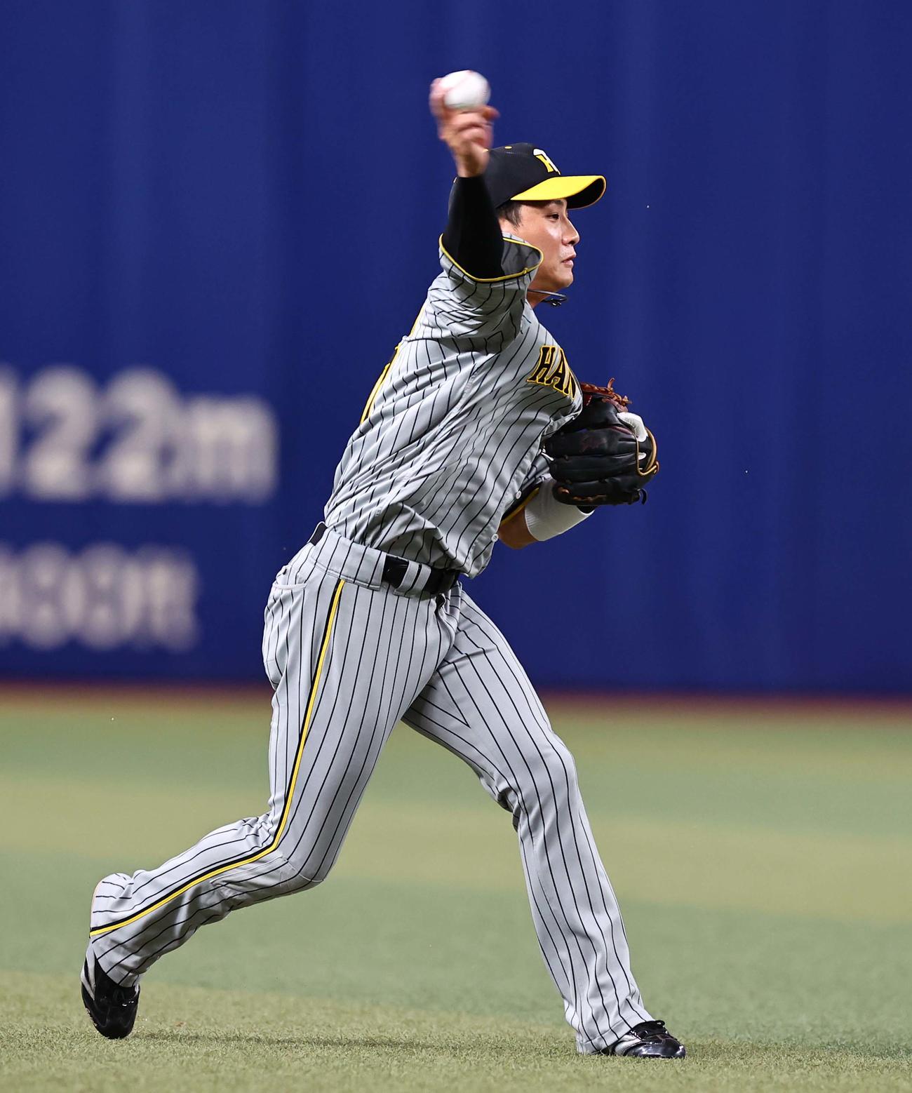 中日対阪神　4回裏中日2死、木浪は石川の遊ゴロをさばく（撮影・上田博志）