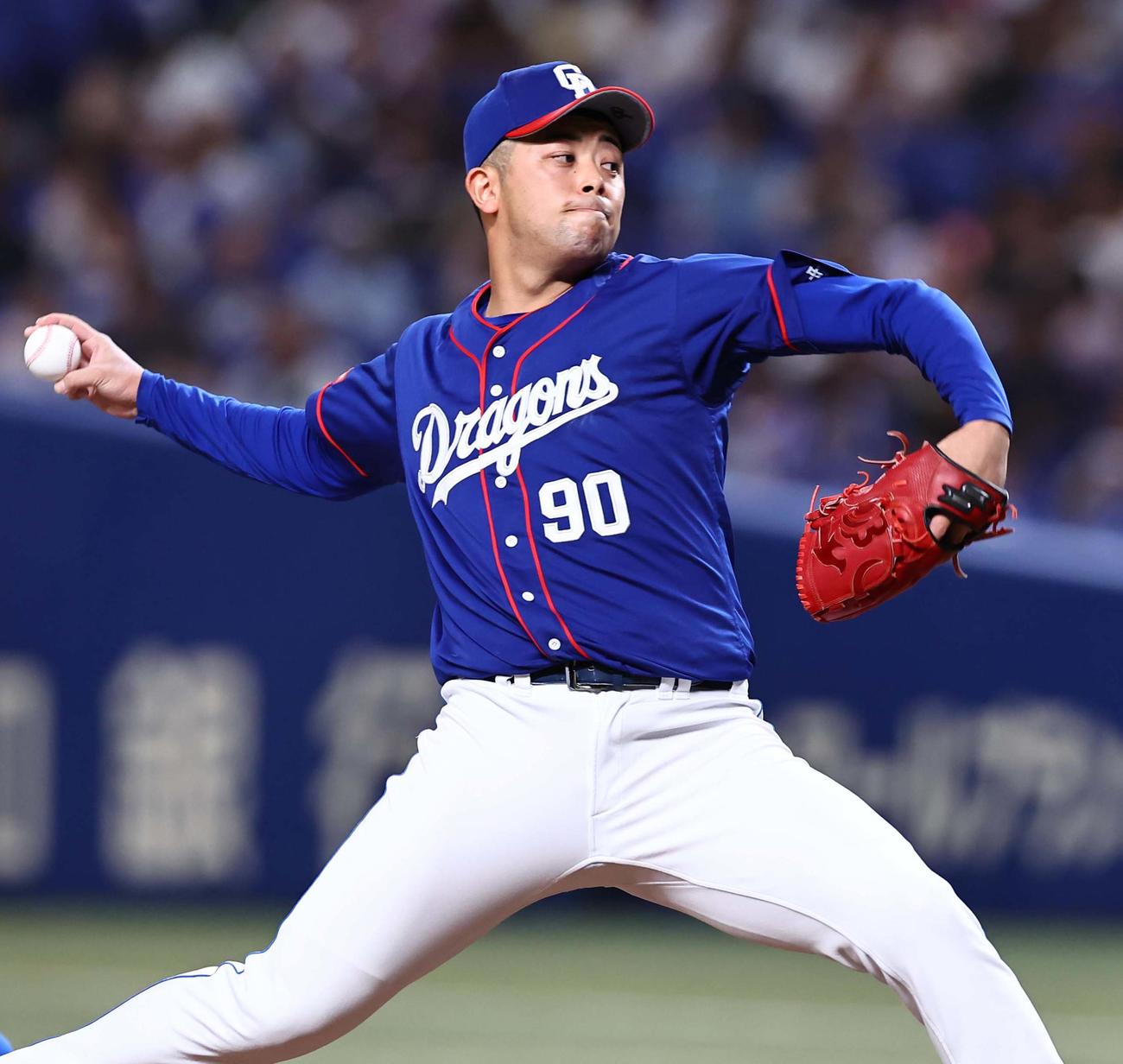 中日対阪神　中日9番手の松山（撮影・上田博志）