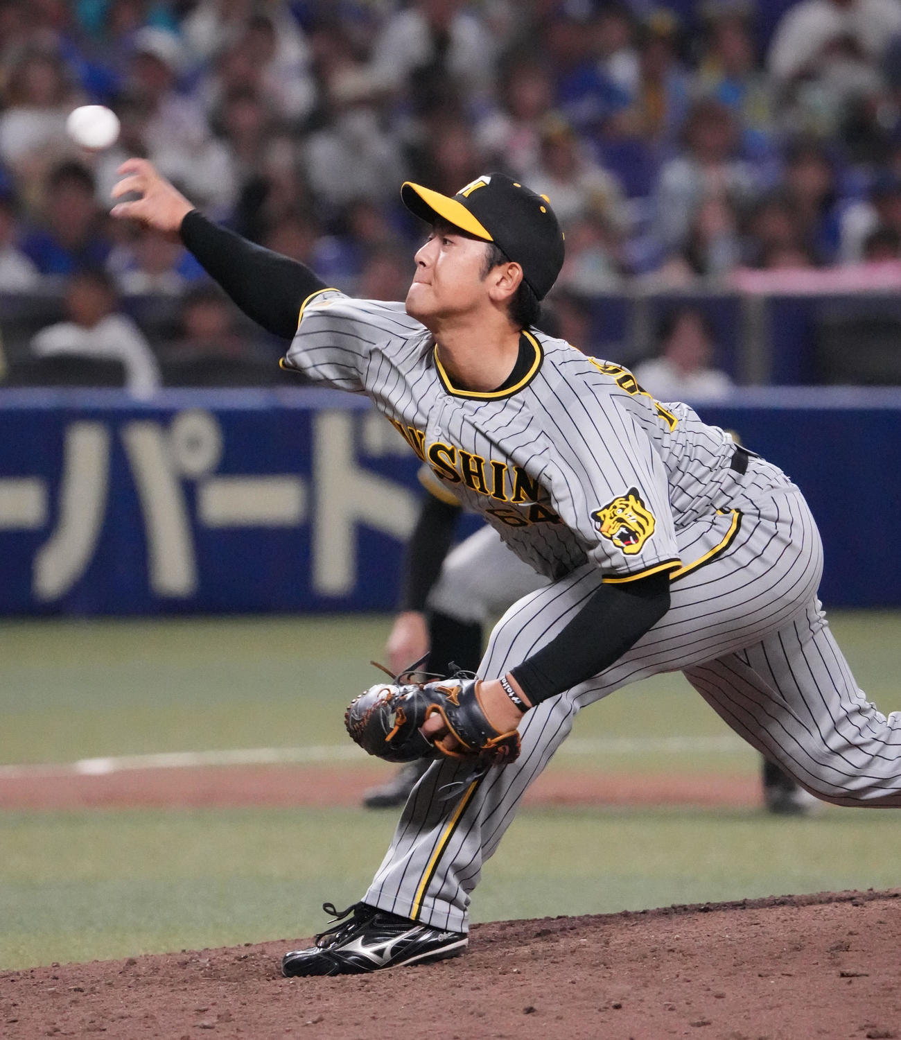 中日対阪神　10回裏、阪神7番手で登板する岡留（撮影・森本幸一）
