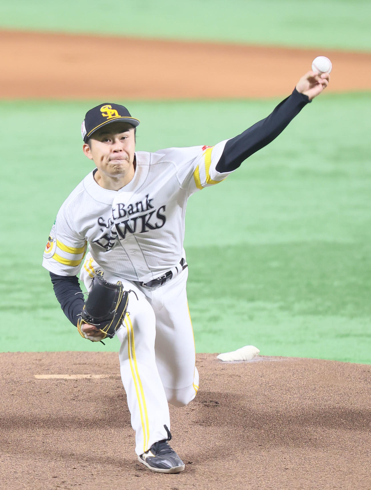 ソフトバンク対ロッテ　ソフトバンク先発の松本晴（撮影・鬼束羽瑠菜）