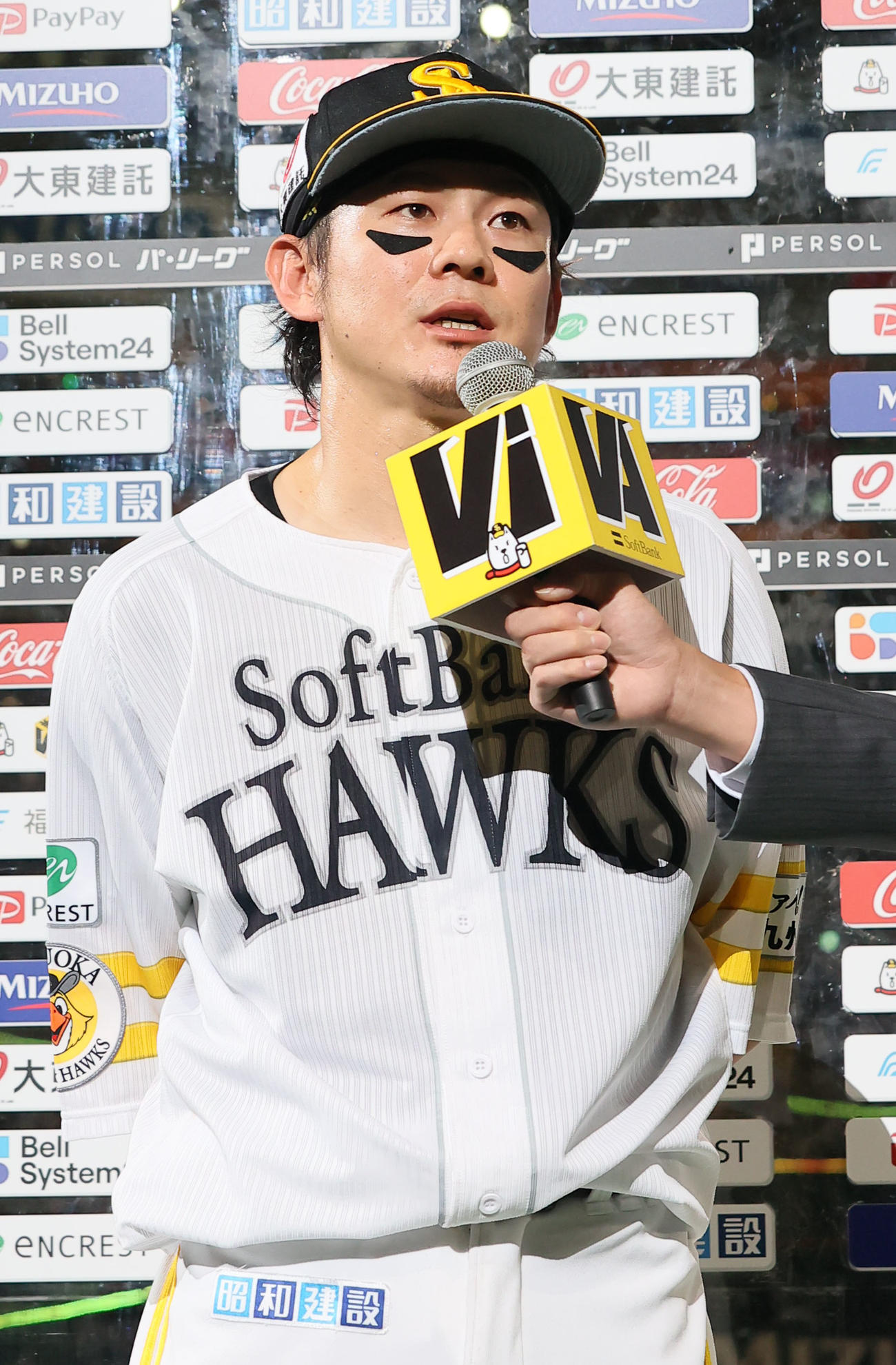 ソフトバンク対ロッテ　本日のヒーローに輝いた牧原大（撮影・鬼束羽瑠菜）