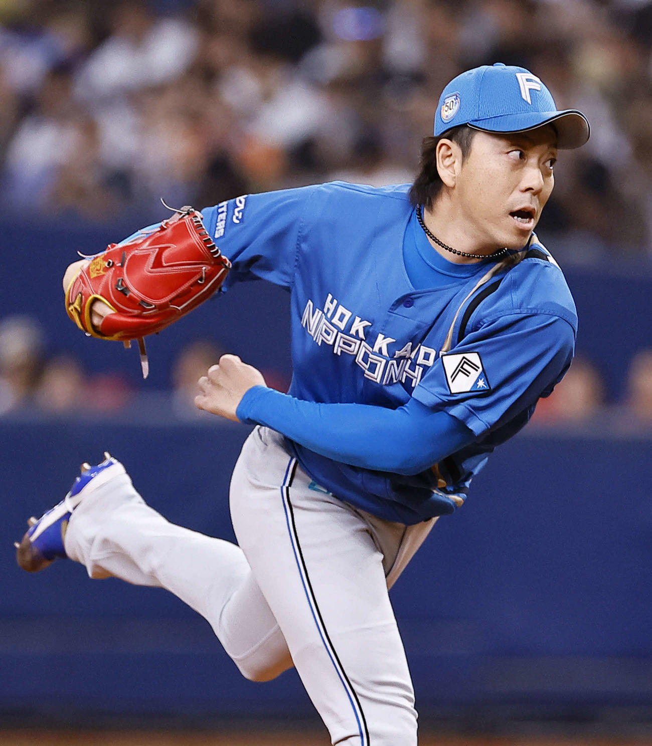 オリックス対日本ハム　7回、3番手で登板した日本ハム宮西（撮影・藤尾明華）