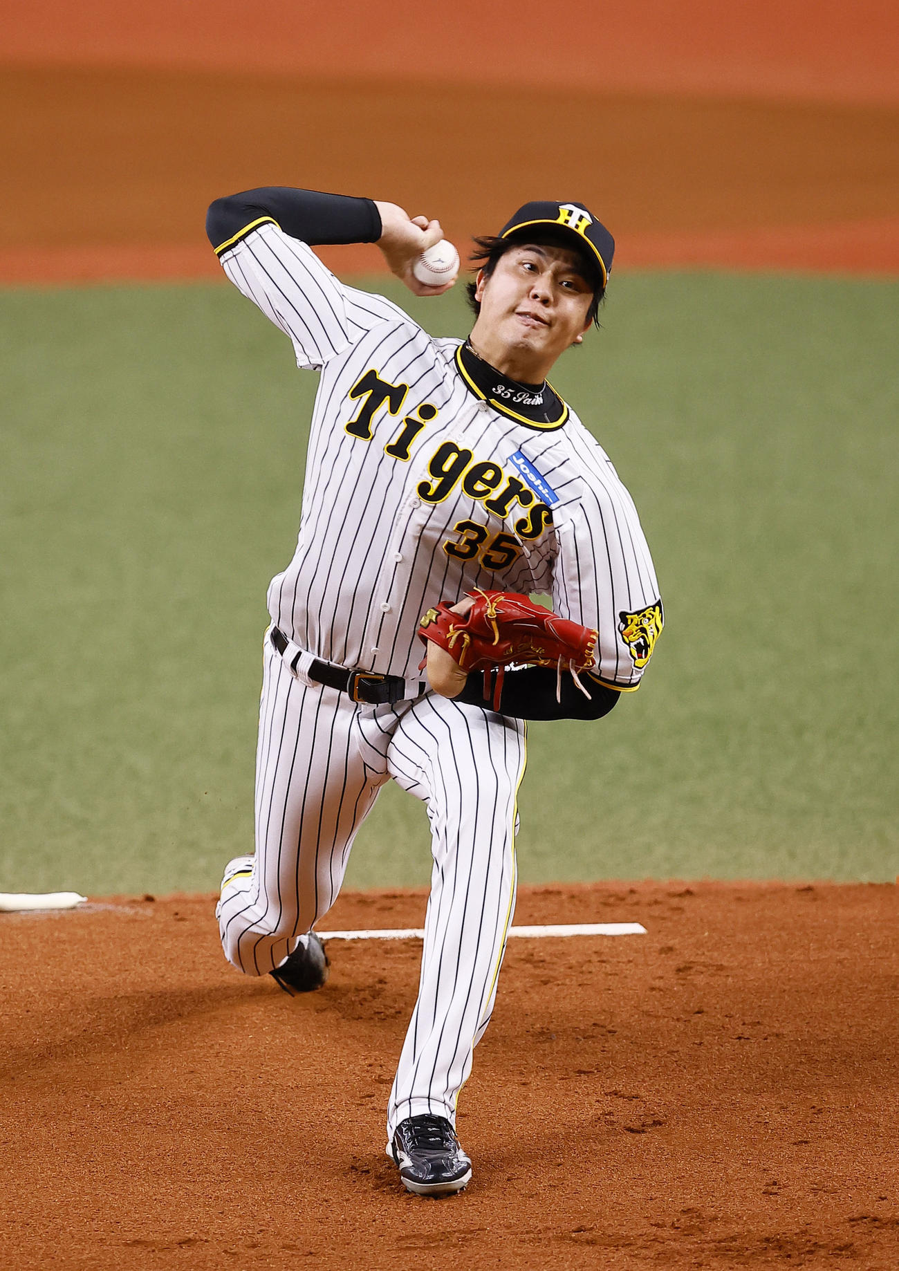 阪神対ヤクルト　阪神先発の才木（撮影・藤尾明華）
