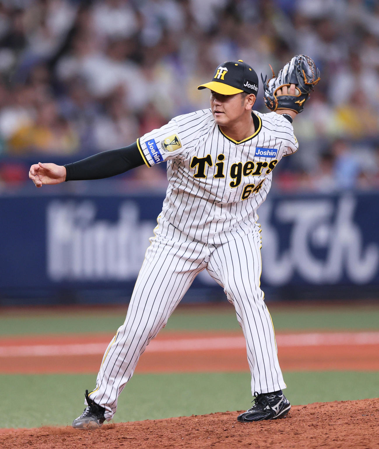 阪神対ヤクルト　9回に登板する阪神岡留（撮影・上山淳一）