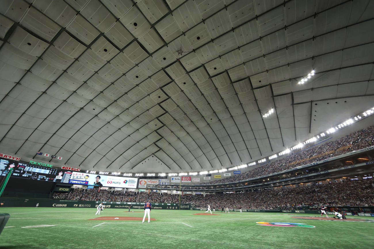 WBC1次ラウンド・プールCの会場の東京ドーム（2023年3月12日撮影）