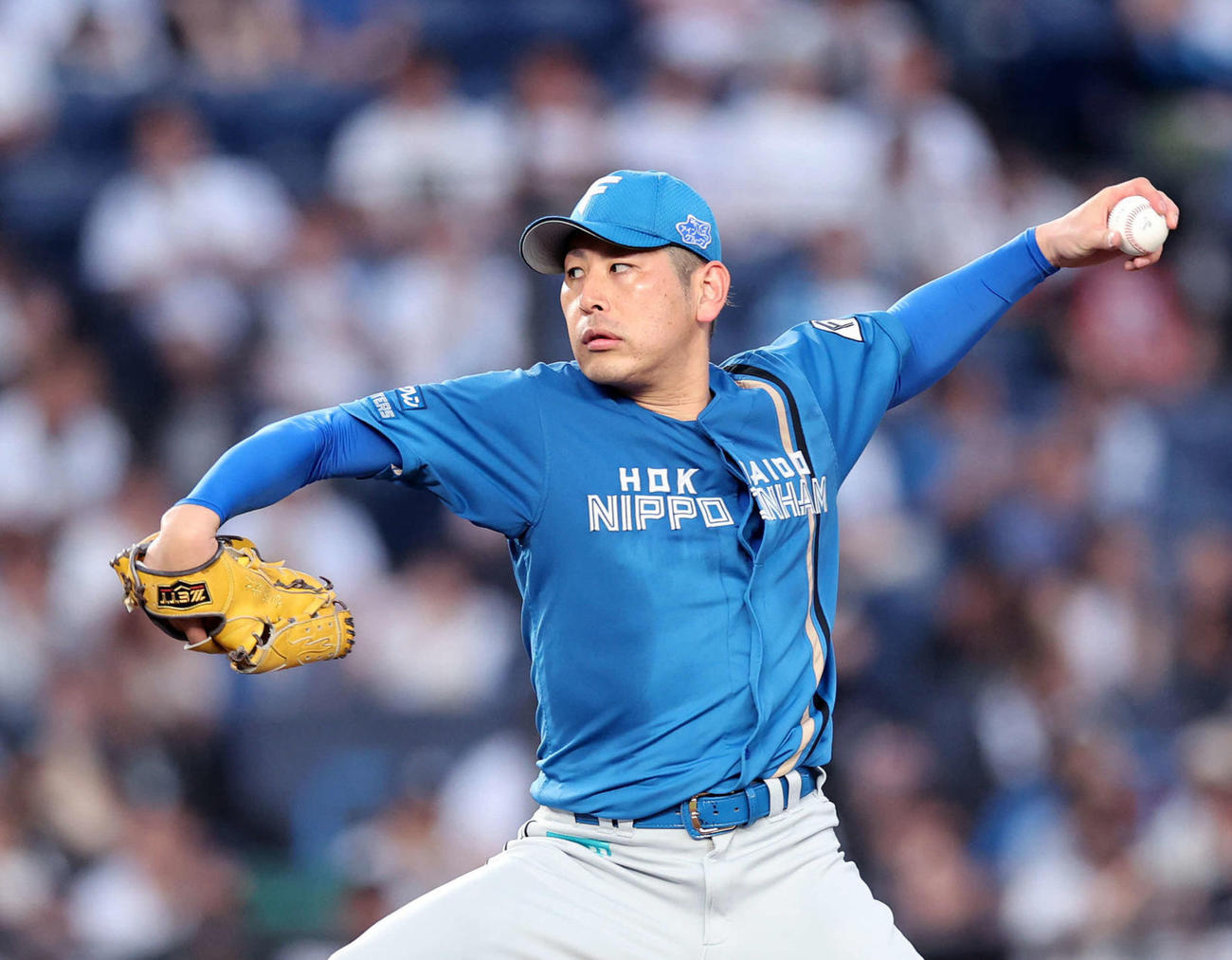 ロッテ対日本ハム　力投する日本ハム先発の加藤貴（撮影・鈴木正人）