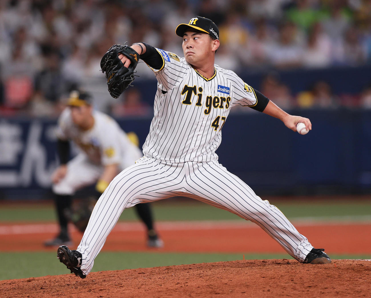 阪神対ヤクルト　9回表に登板する阪神桐敷（撮影・上山淳一）