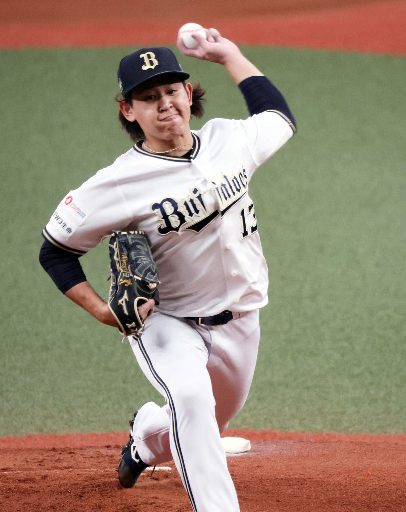 オリックス対ロッテ　力投するオリックス先発の宮城（撮影・宮崎幸一）