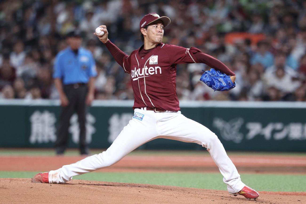 西武対楽天　先発登板する楽天岸（撮影・河田真司）